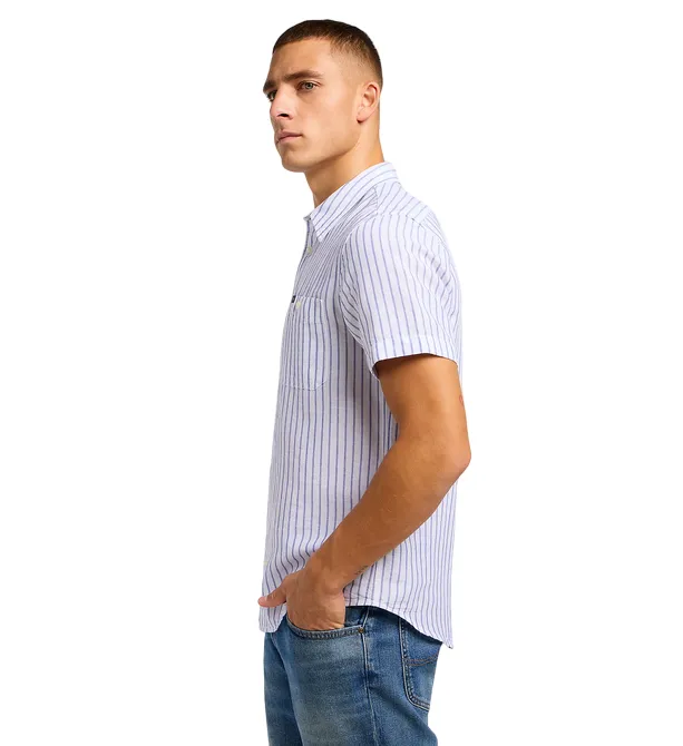 Blue Striped Men's Short Sleeve Lee Shirt 4112349347