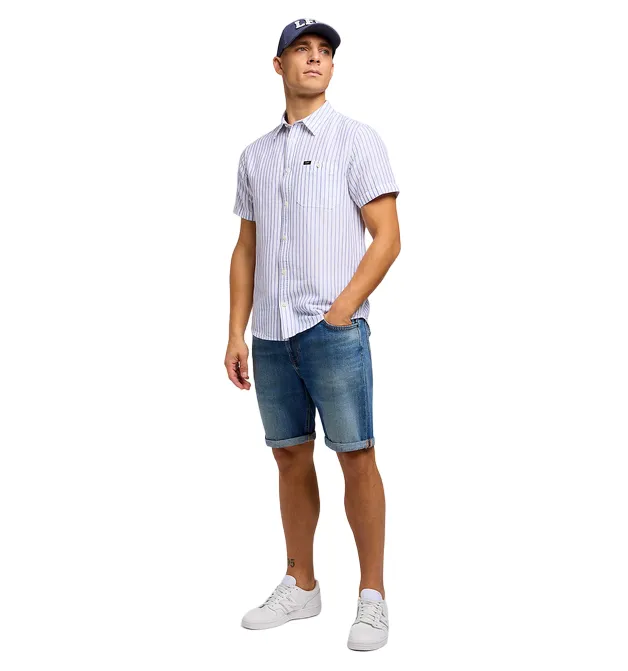 Blue Striped Men's Short Sleeve Lee Shirt 4112349347