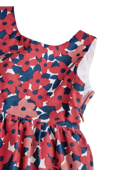 Boboli Baby girl's satin dress, floral print, 238069-9407, pink