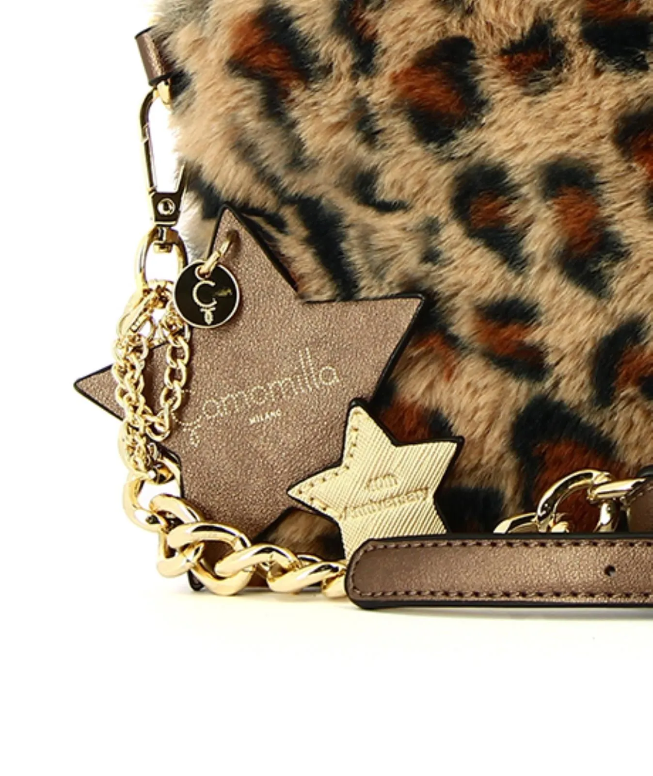 brown animal print plush shoulder bag