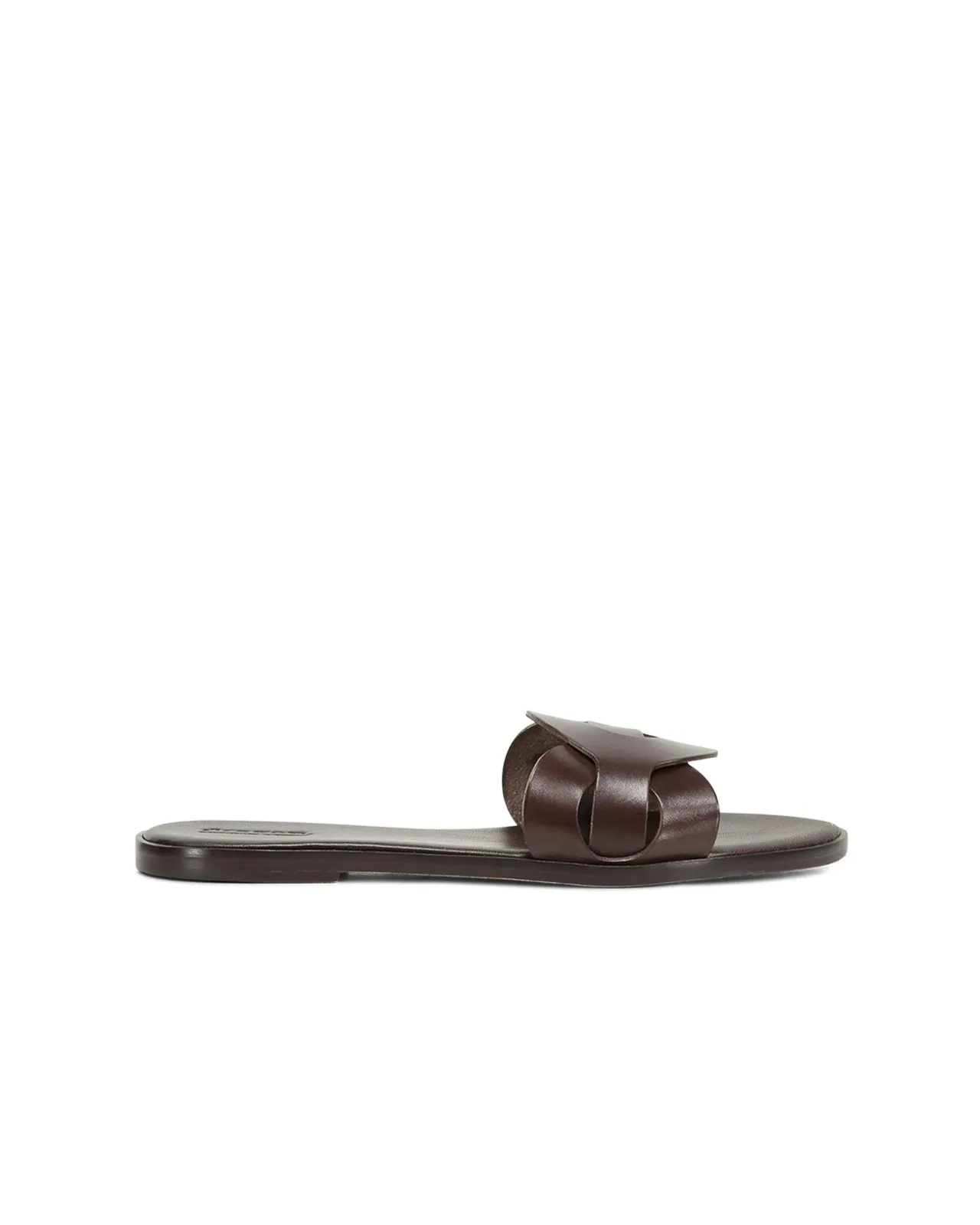 Brown leather Sandal with big ring