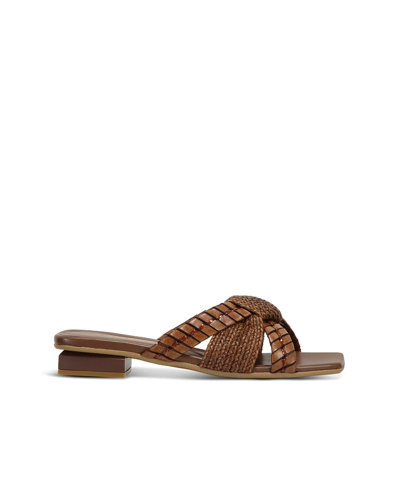 brown leather square-toe sandals