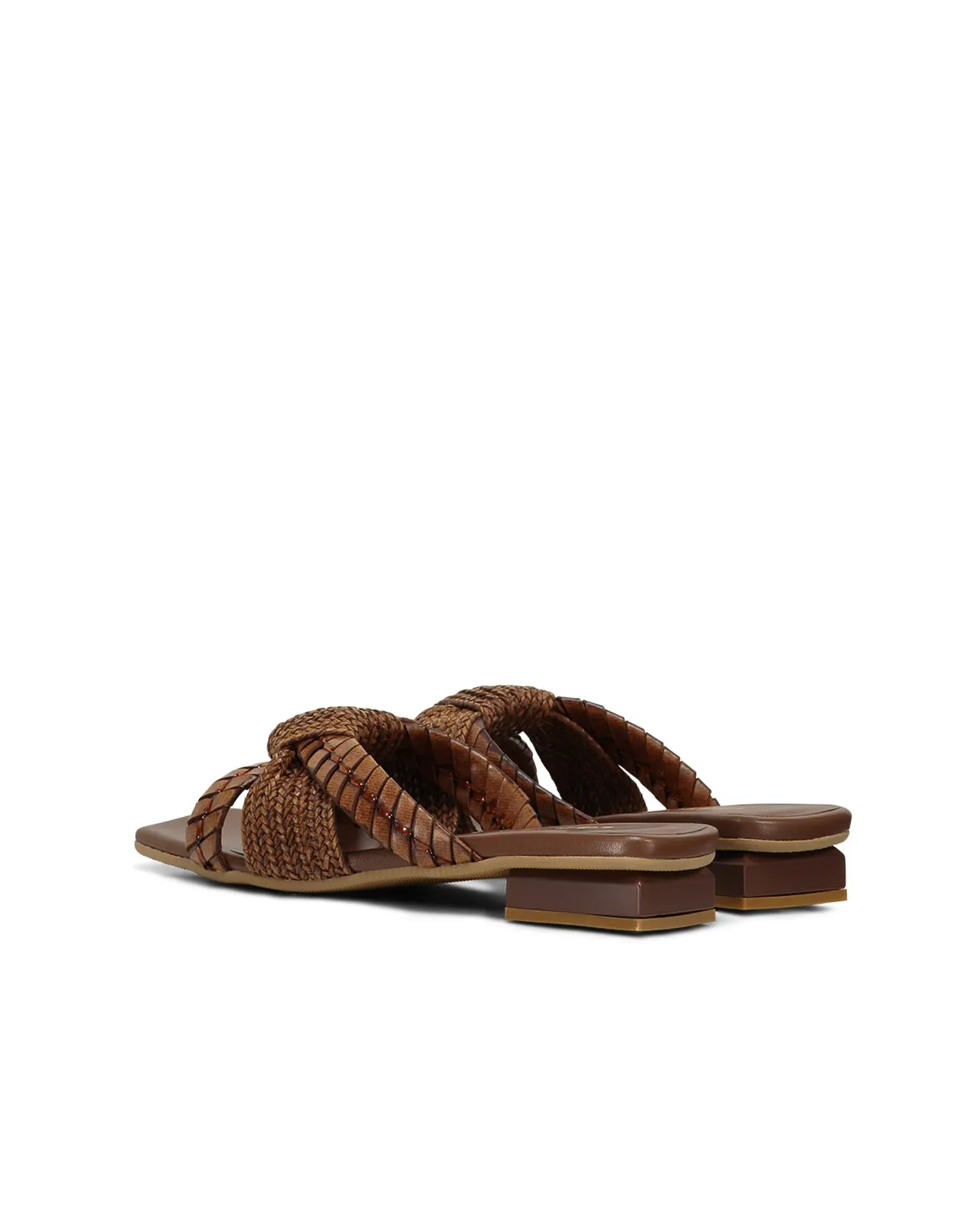 brown leather square-toe sandals