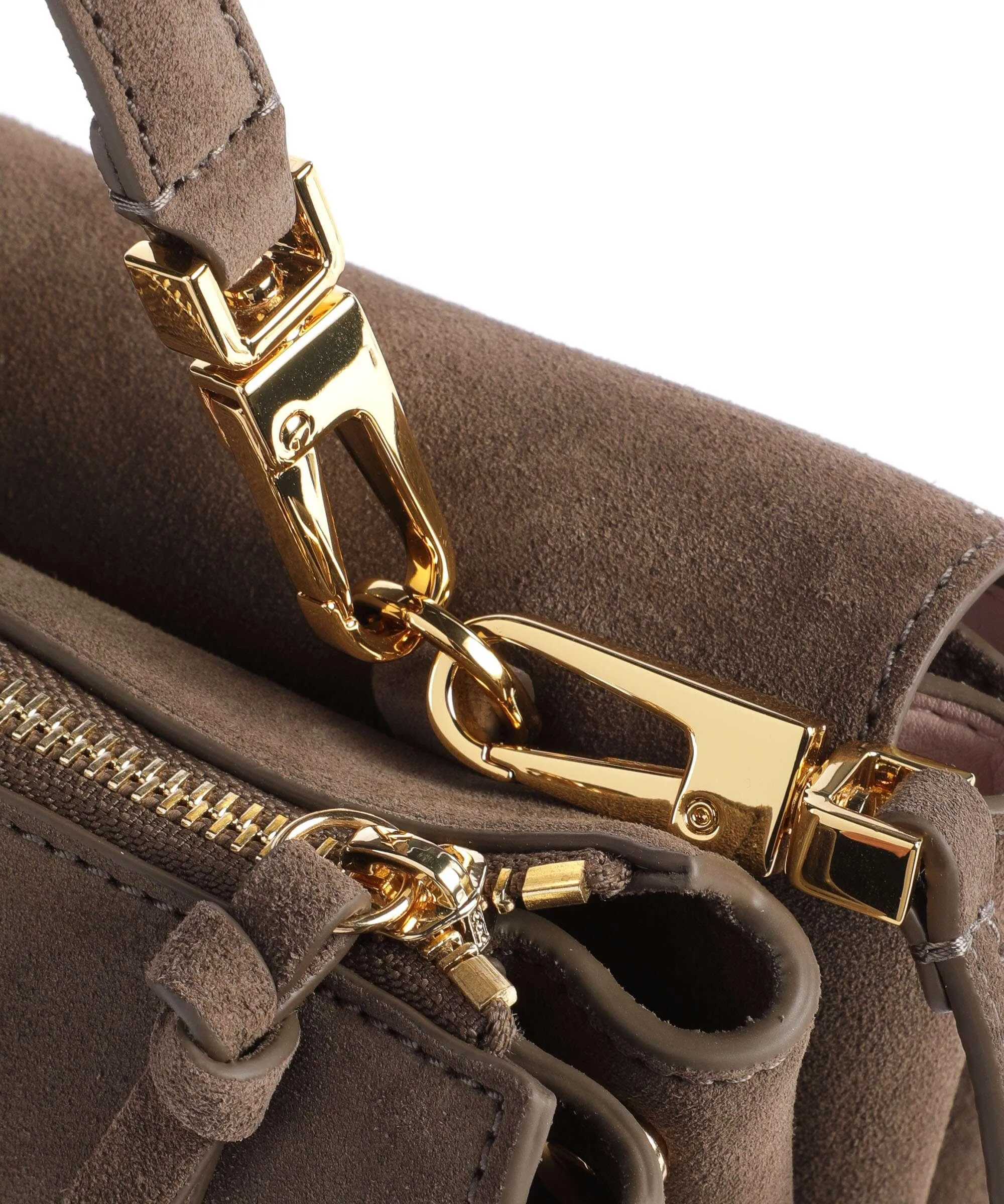 Brown Rough Grained Cowhide Arlettis Suede Shoulder Bag