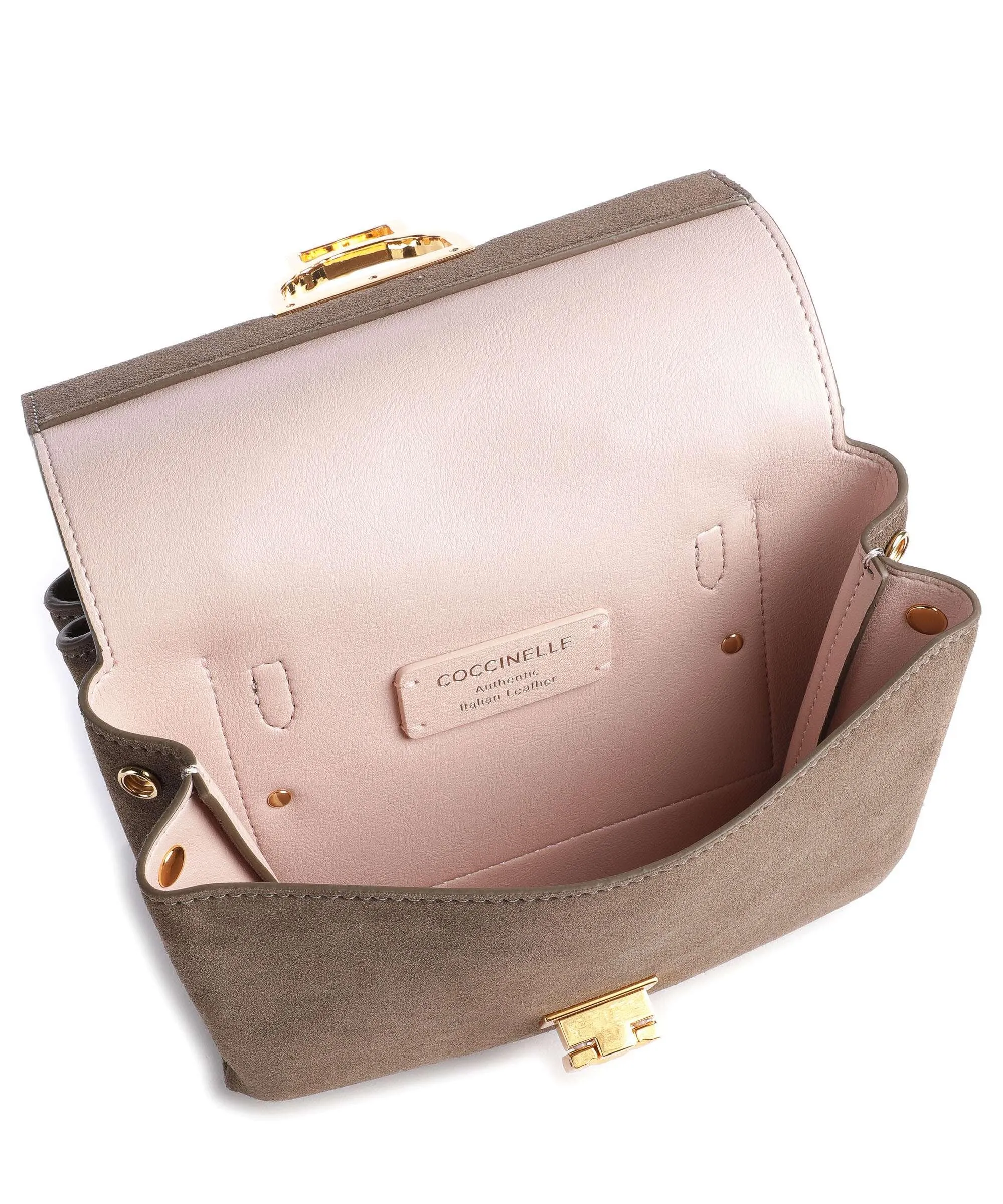 Brown Rough Grained Cowhide Arlettis Suede Shoulder Bag