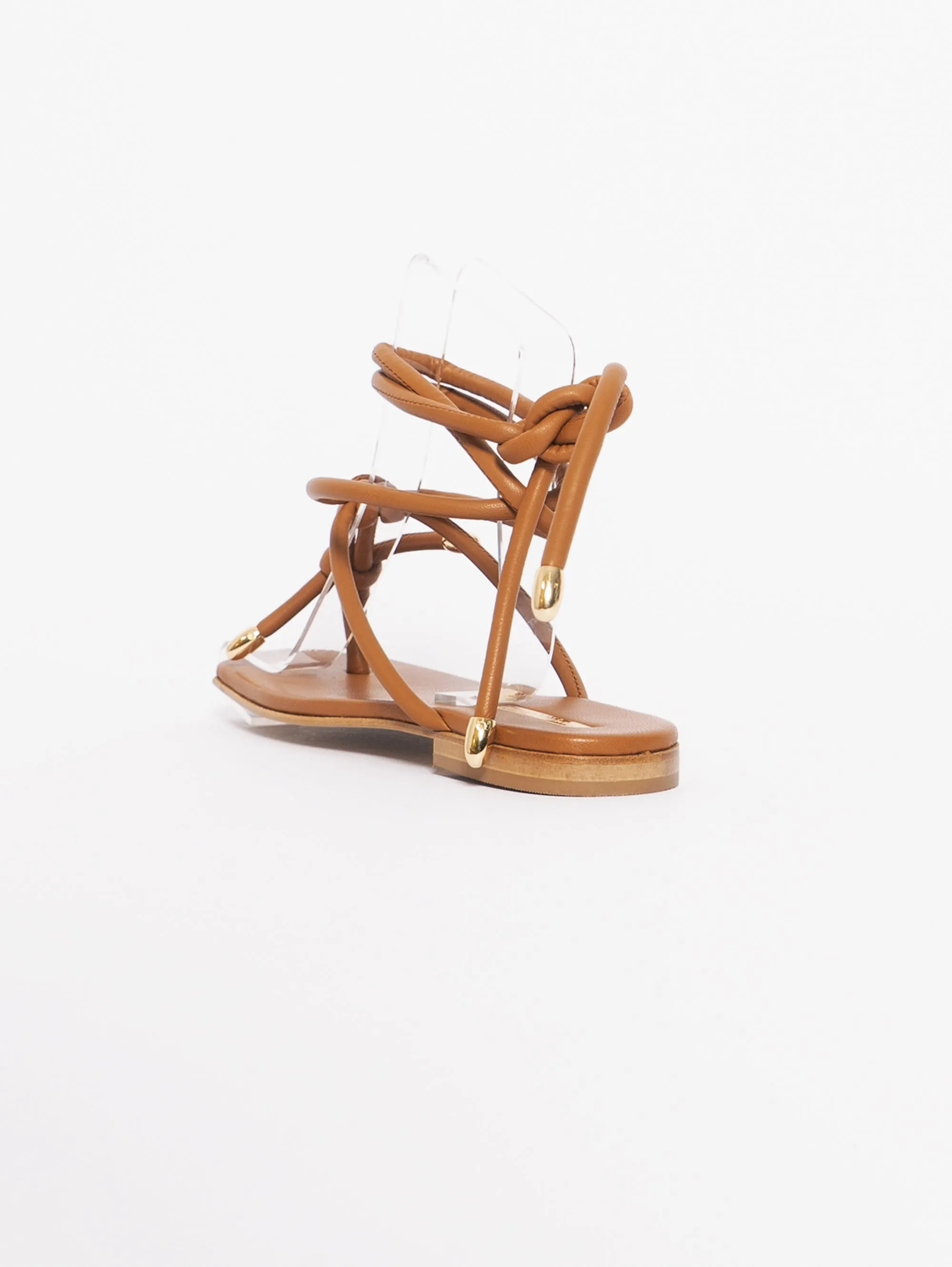 Brown tubular nappa sandals