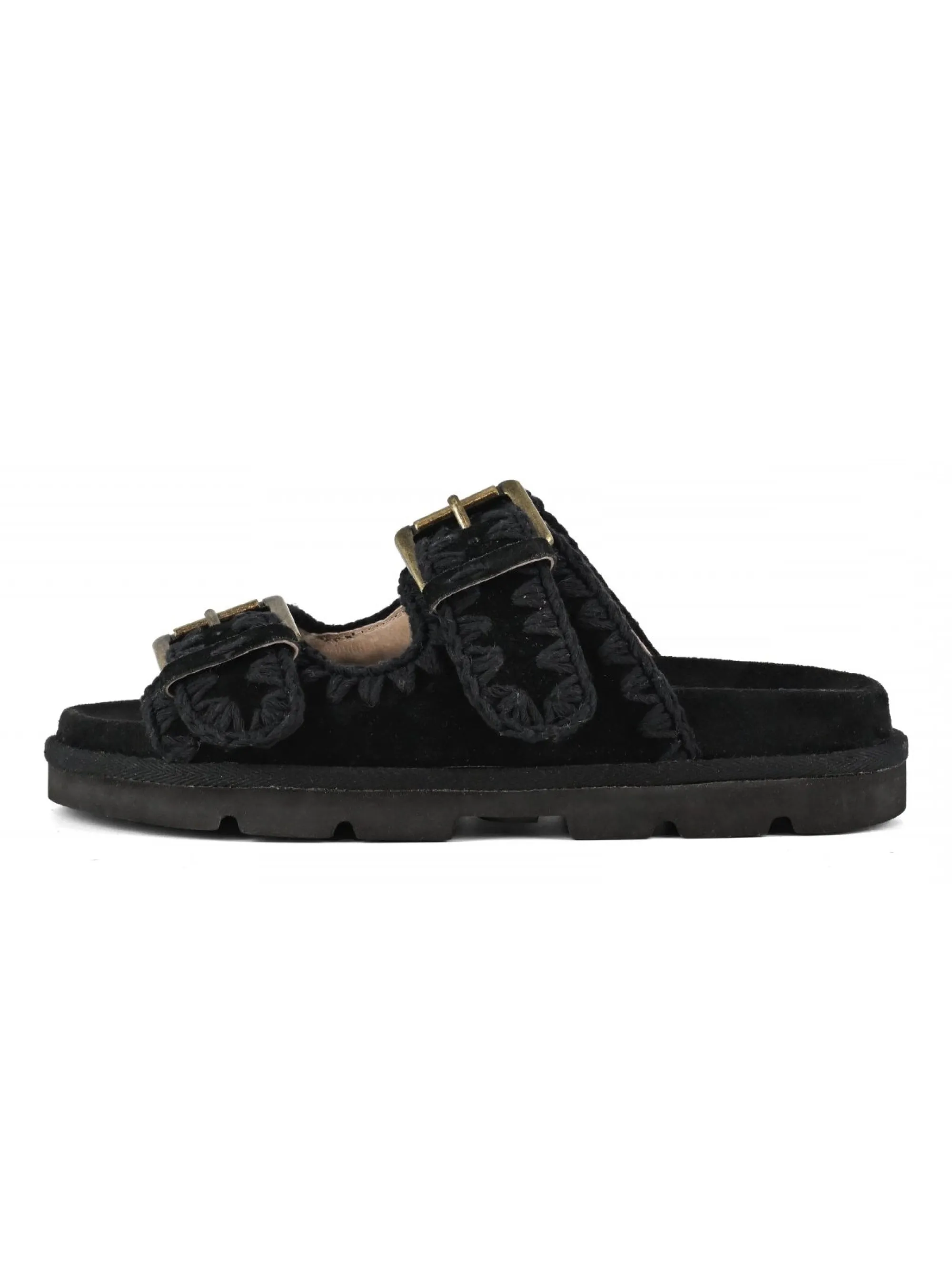 Buckle Leather Sandals in Black Bio Leather - Google SEO Result: Buckle Leather Sandals Black Bio Leather