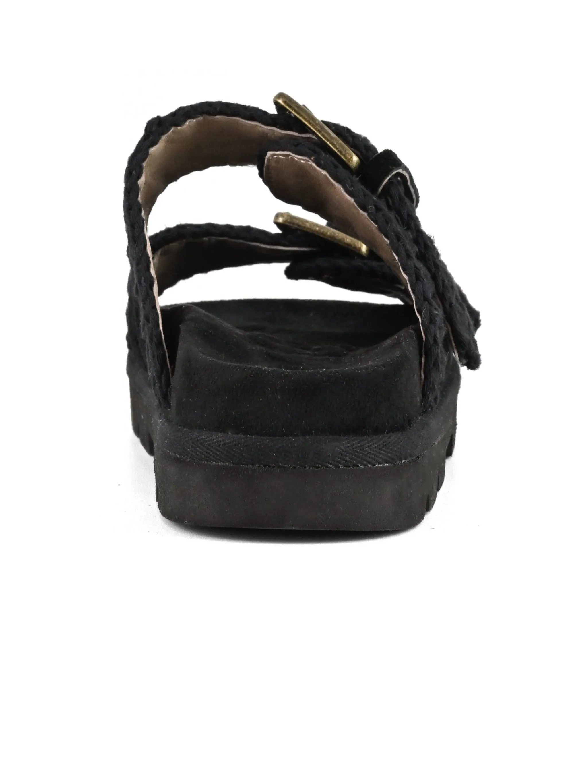 Buckle Leather Sandals in Black Bio Leather - Google SEO Result: Buckle Leather Sandals Black Bio Leather