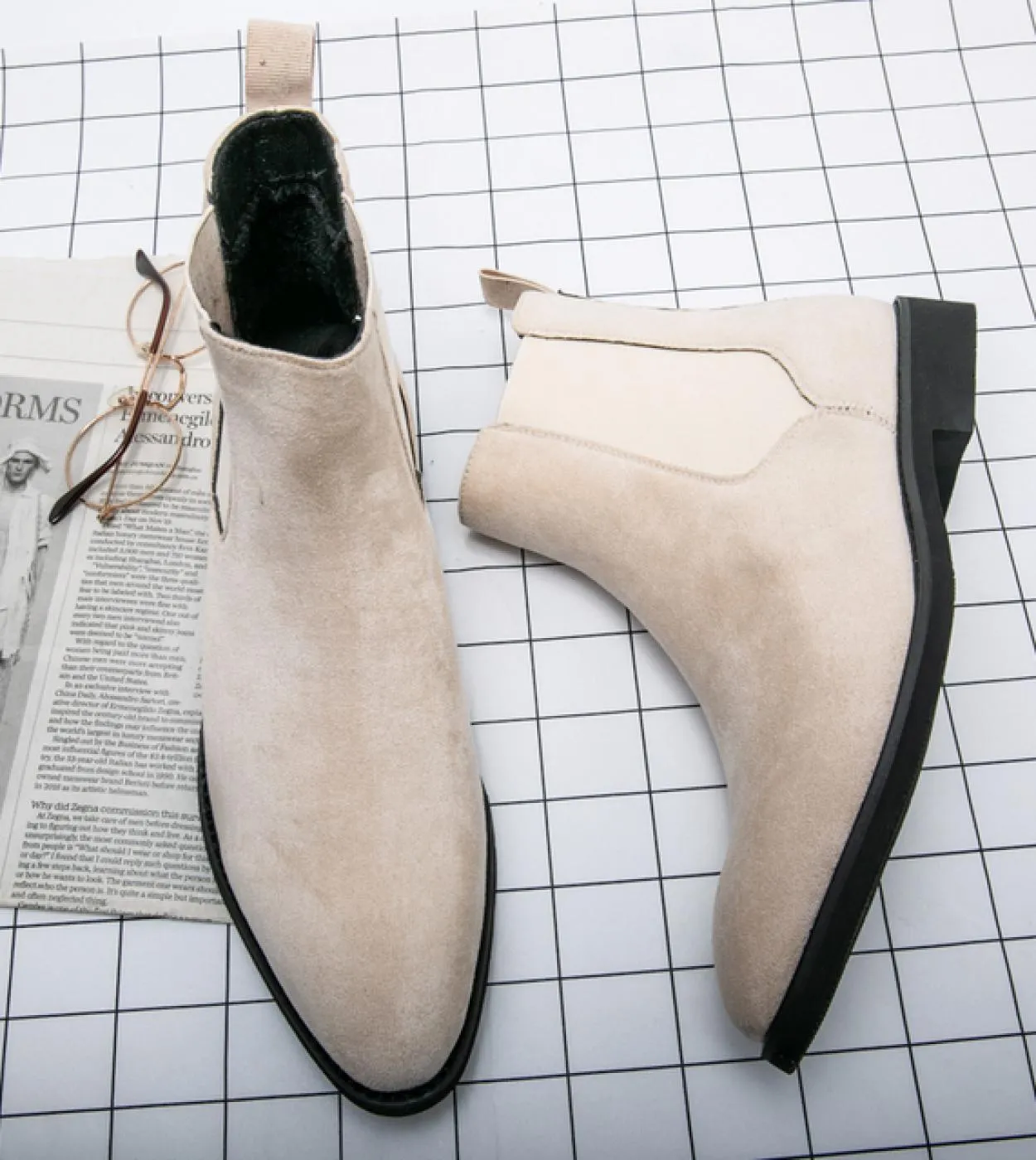 Chelsea Boots for Men - Beige - Free Shipping
