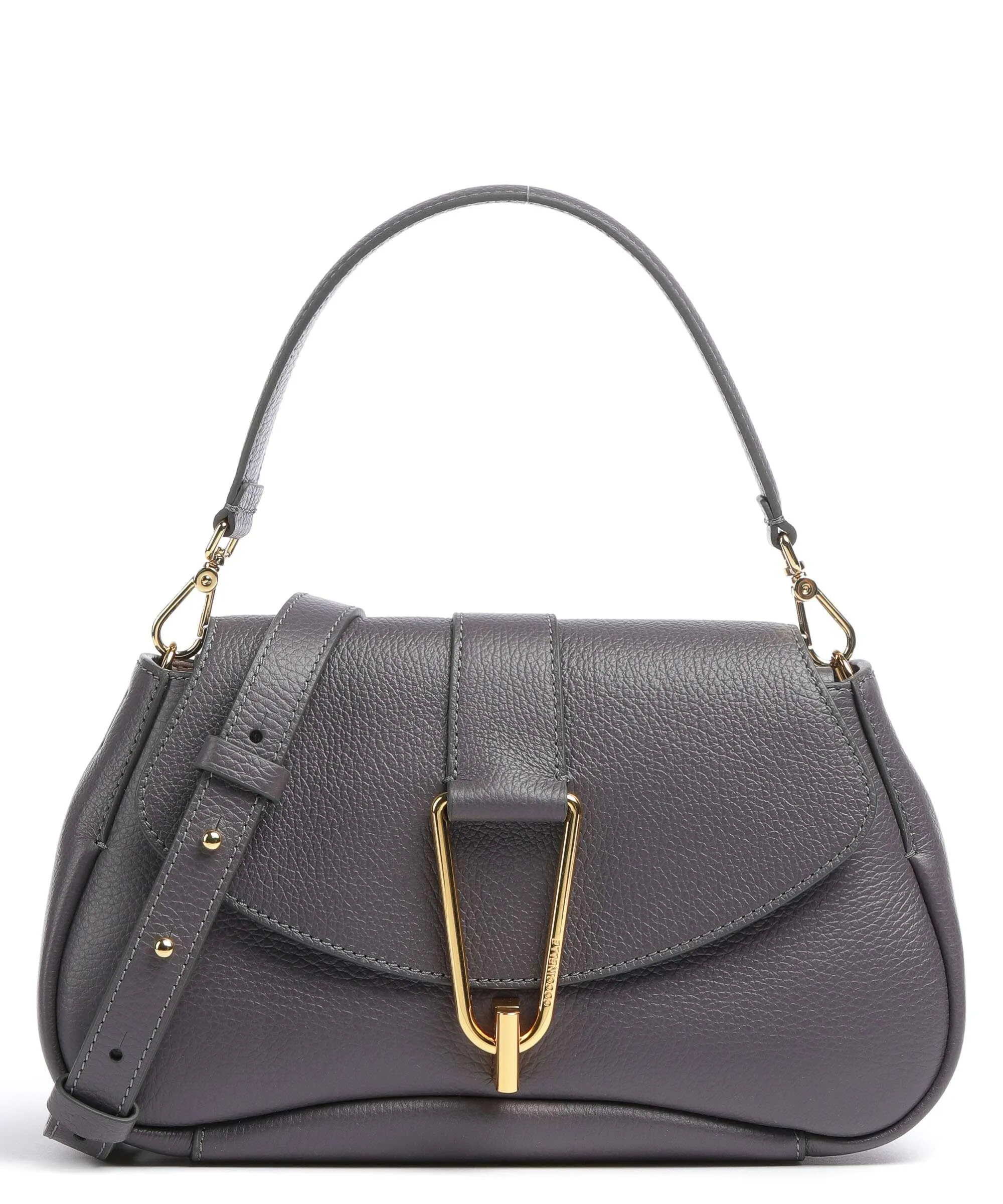 Dark Gray Grained Calfskin Himma Ladybug Handbag