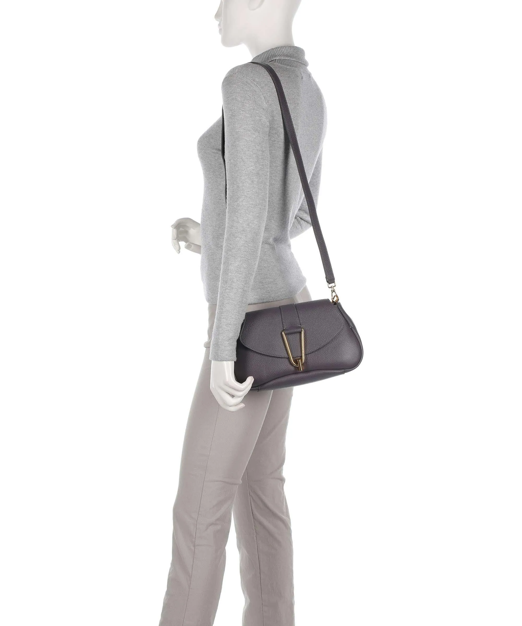 Dark Gray Grained Calfskin Himma Ladybug Handbag