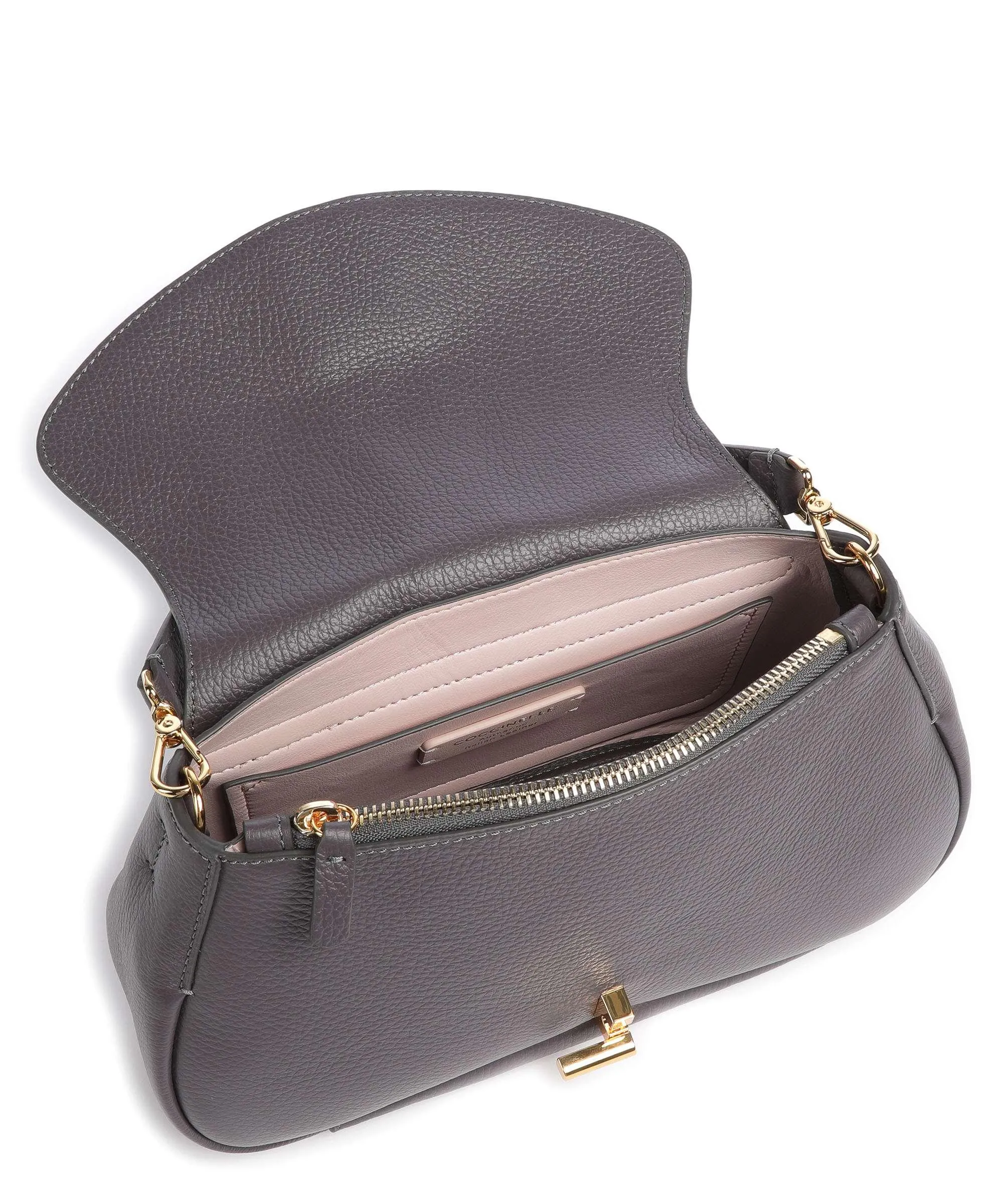Dark Gray Grained Calfskin Himma Ladybug Handbag