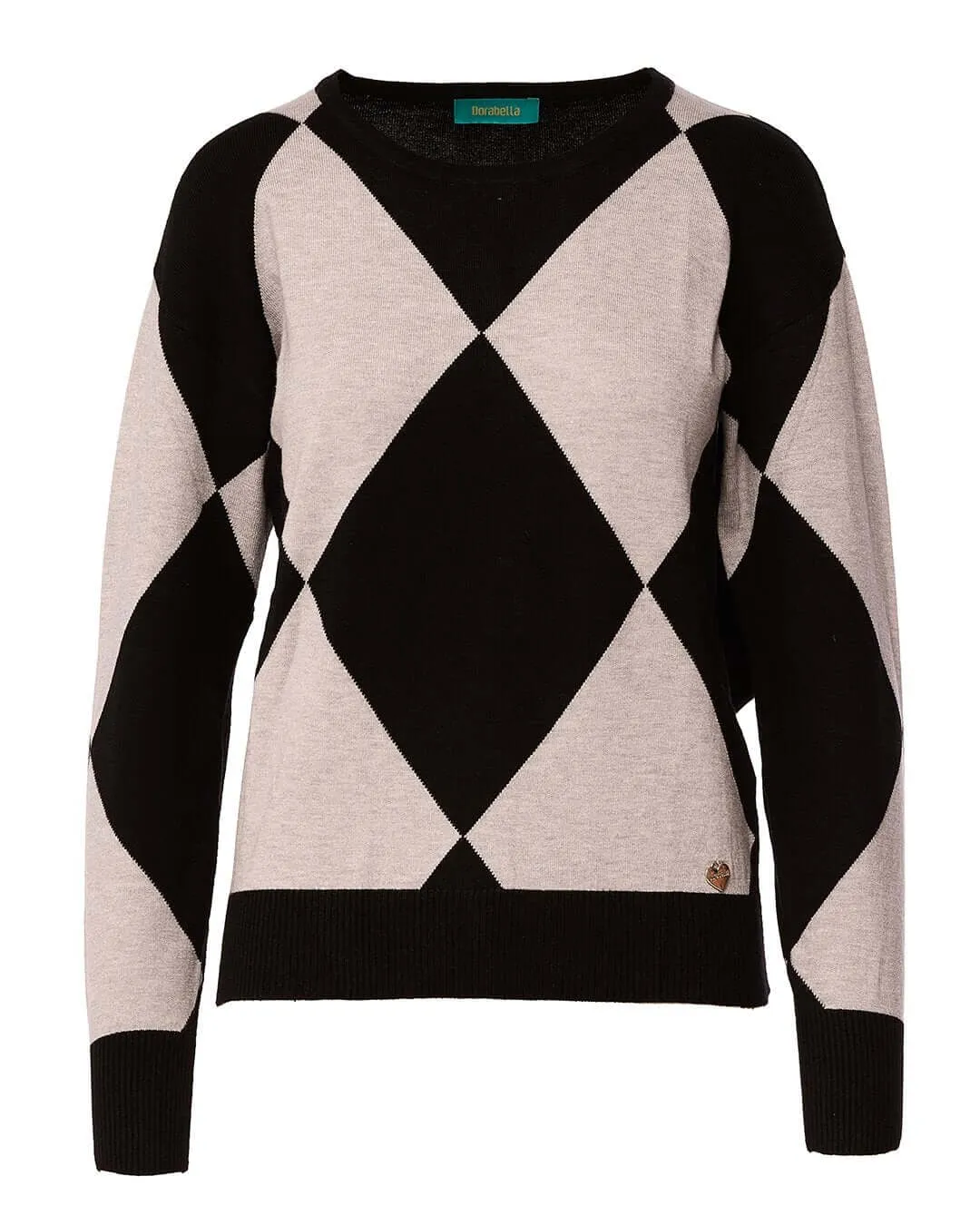 Diamond Pattern Sweater with Removable Turtleneck BLACK