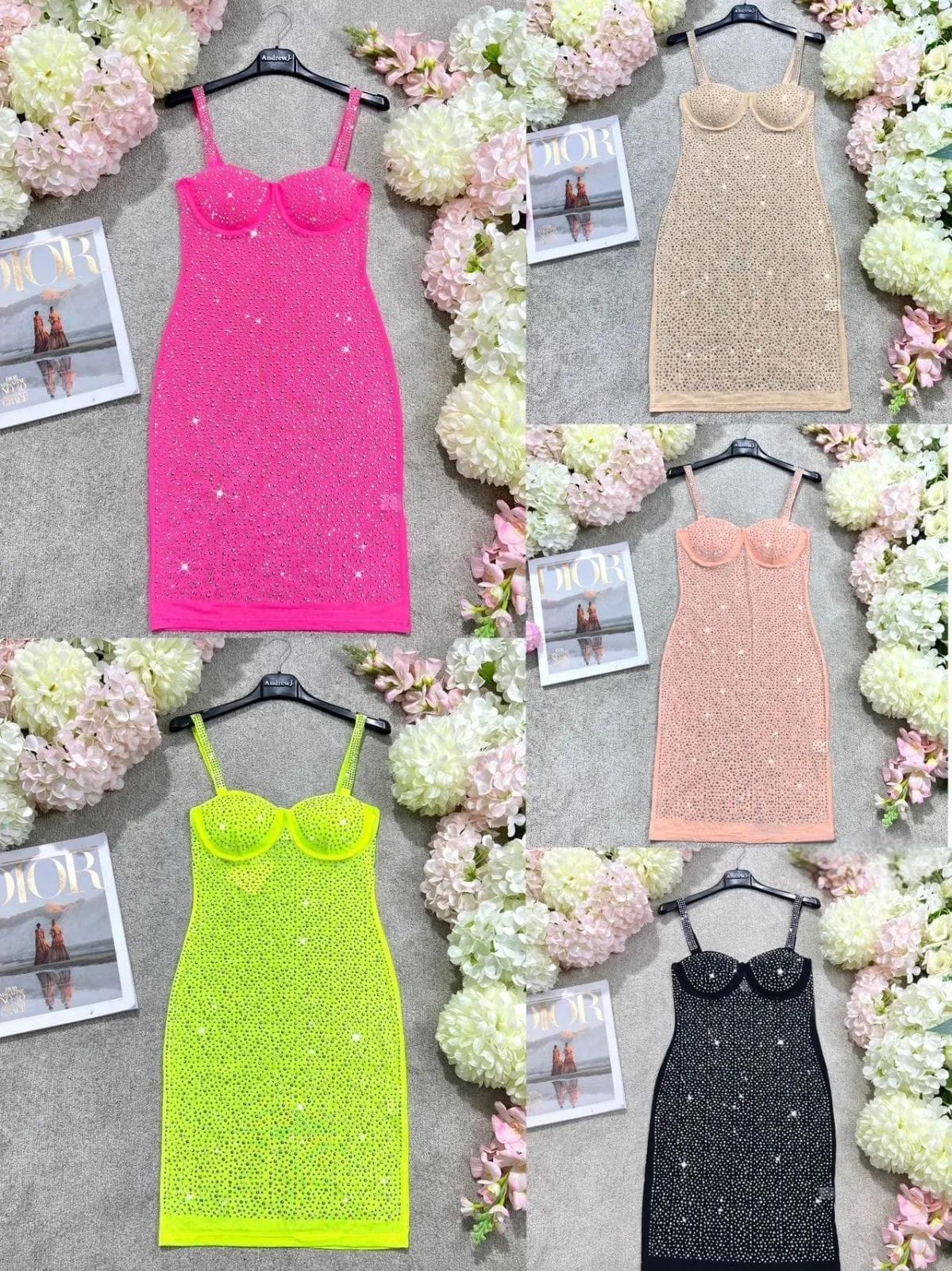 Dress Woman Cocktail Sweetheart Neckline Straps Rhinestone Cups Elegant Seductive