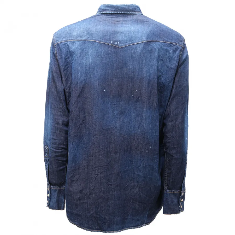 DSQUARED2 Blue Denim Delave' Cotton Men's Shirt 2373AF