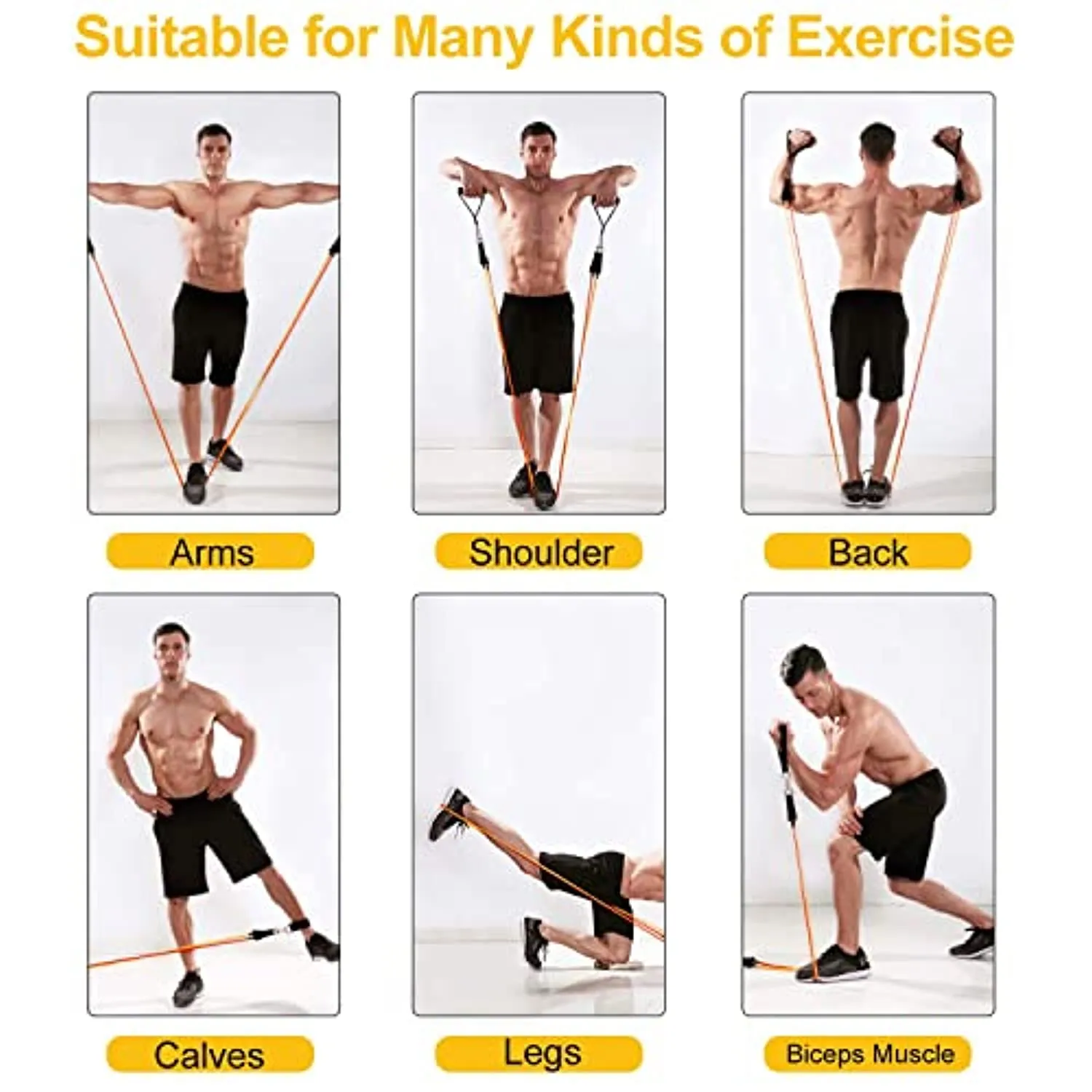 Elastici Fitness - Set di 5 Bande Elastiche da Pilates e Fasce di Resistenza Estensori