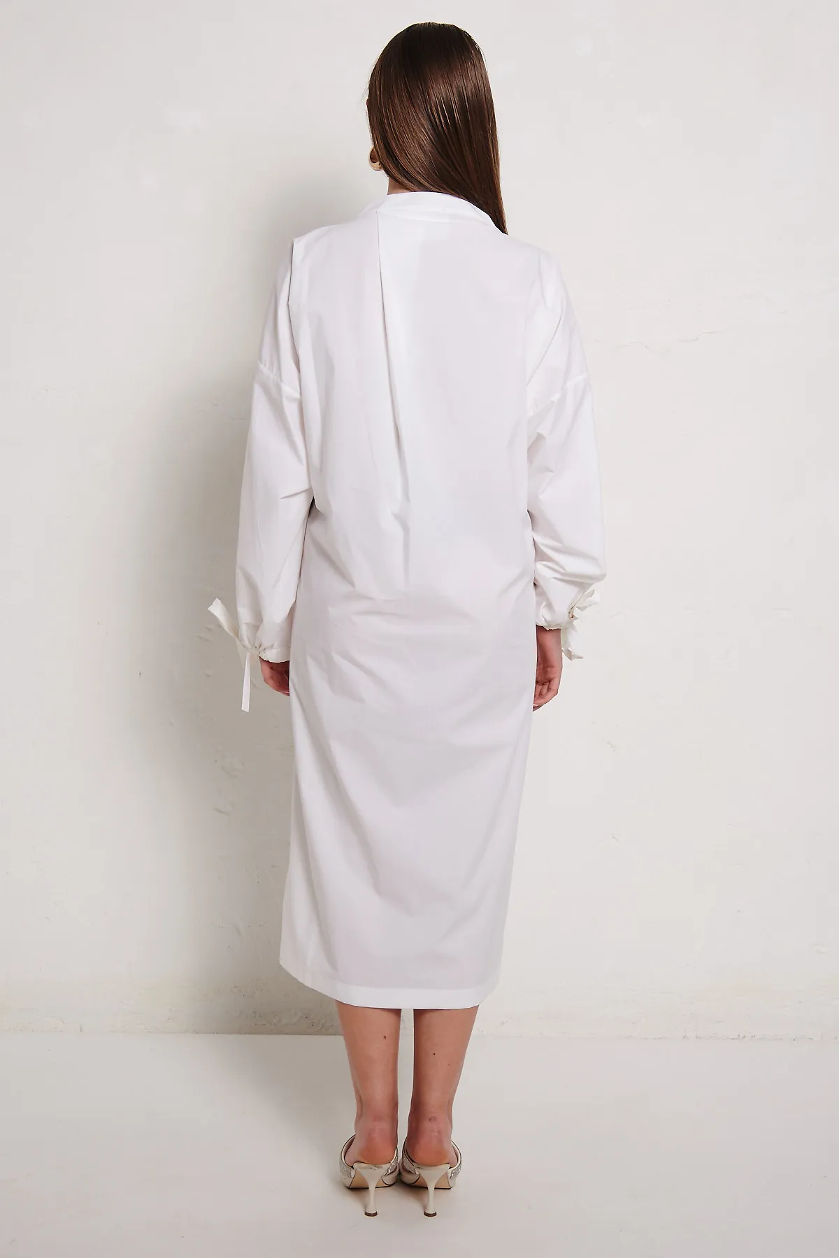 Erika Cavallini white shirt dress with kimono style