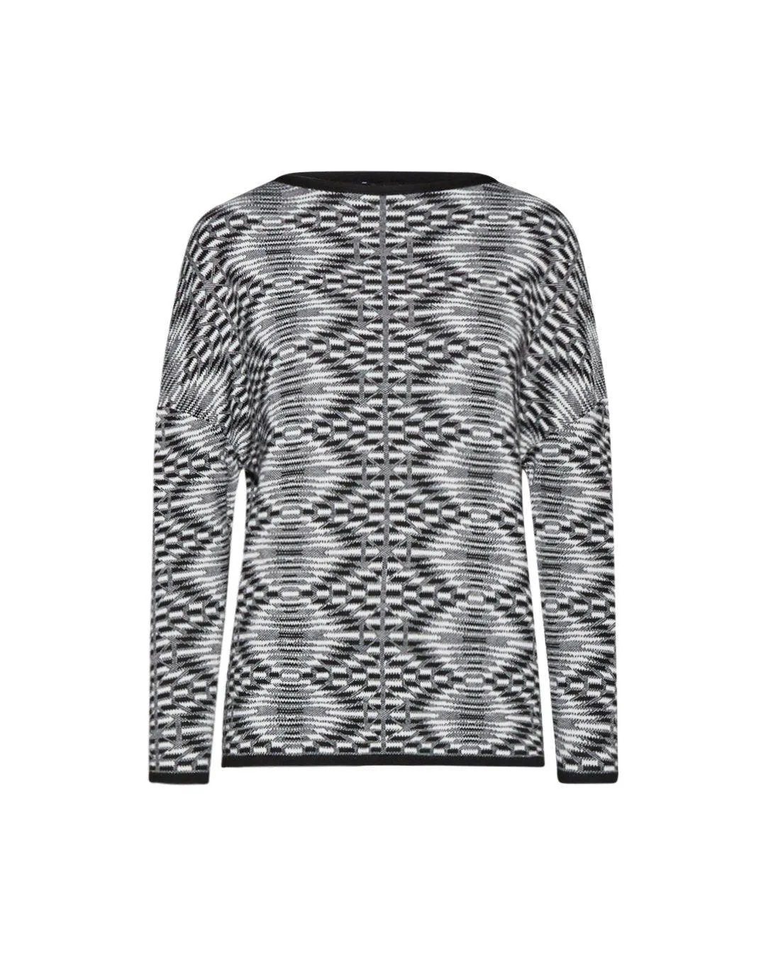 Ethnic Jacquard Sweater WHITE-BLACK