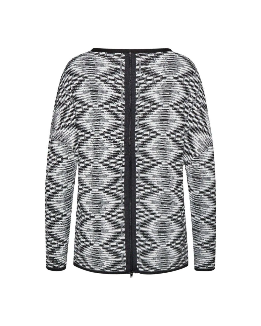 Ethnic Jacquard Sweater WHITE-BLACK