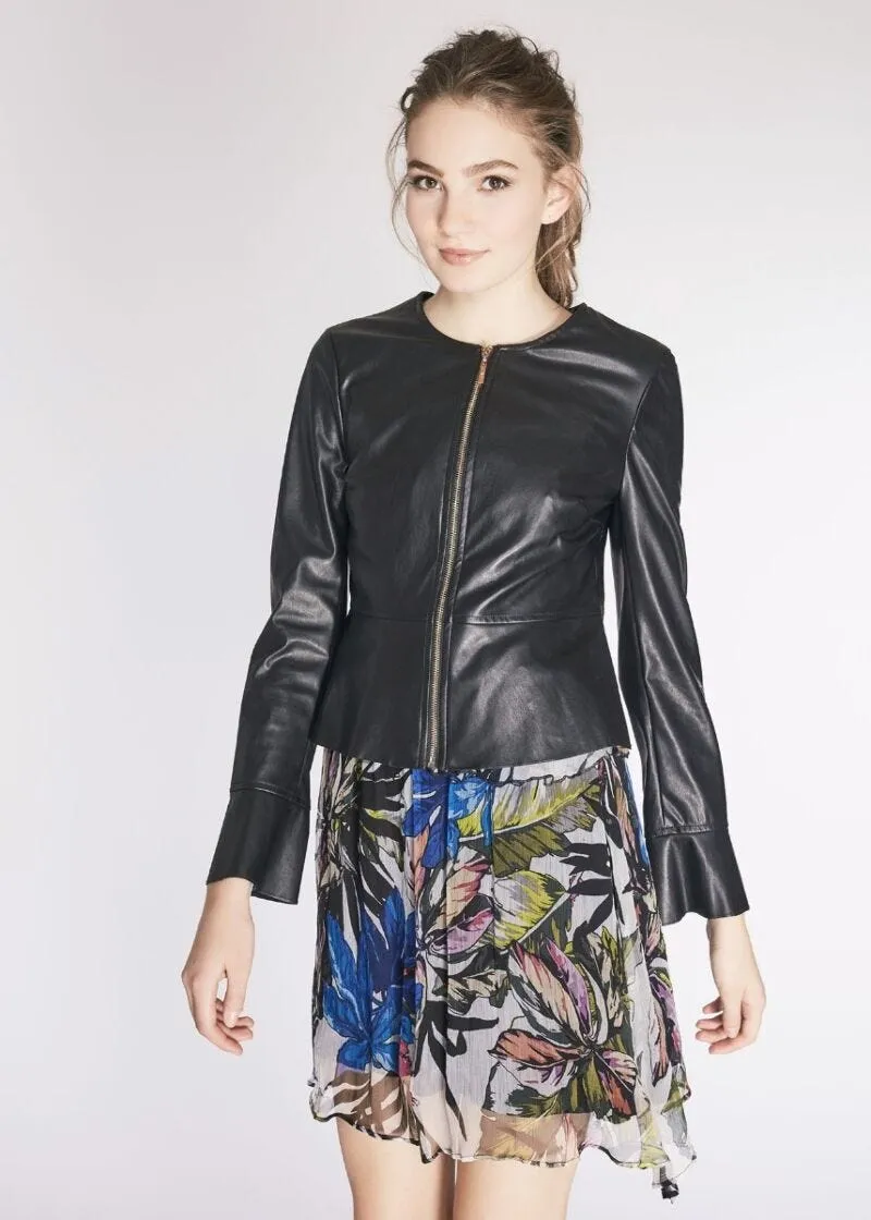 Faux leather jacket with peplum - Shop now