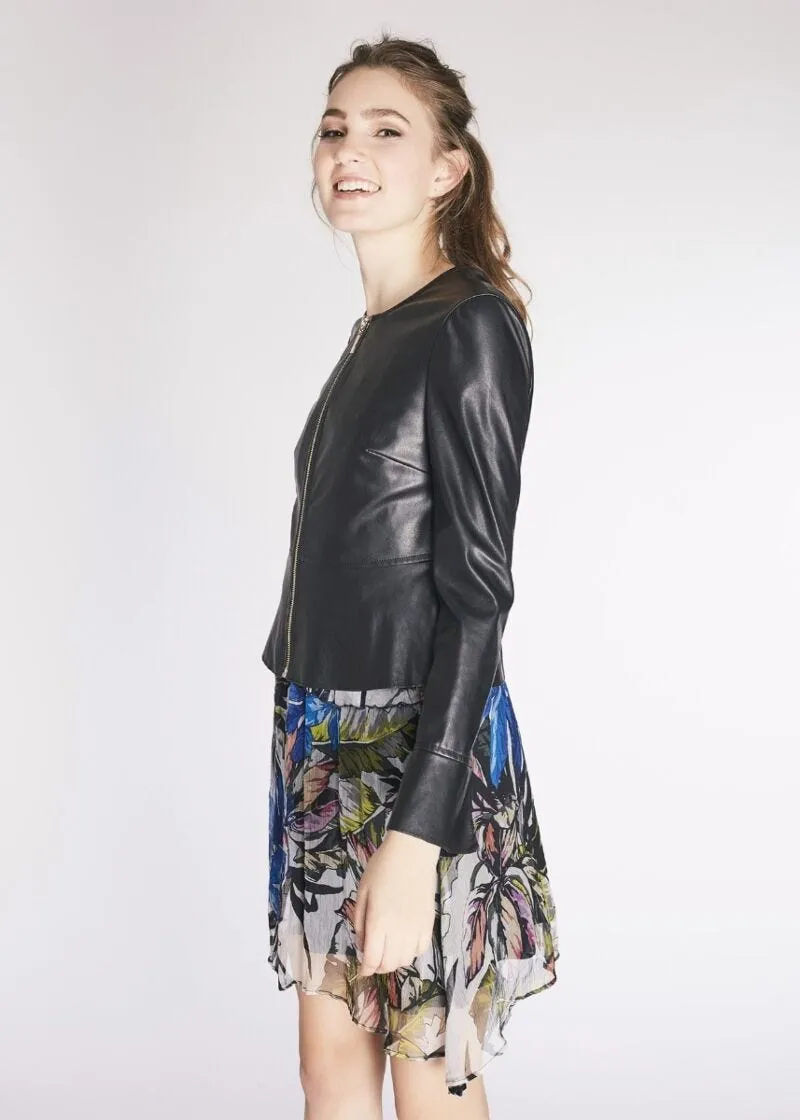 Faux leather jacket with peplum - Shop now