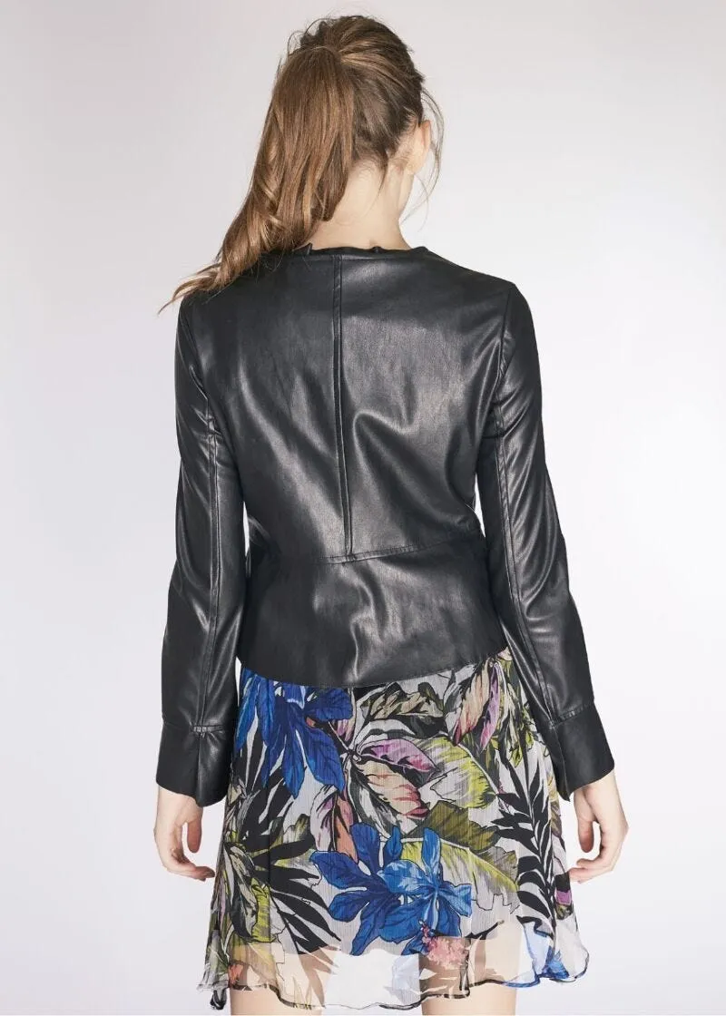 Faux leather jacket with peplum - Shop now