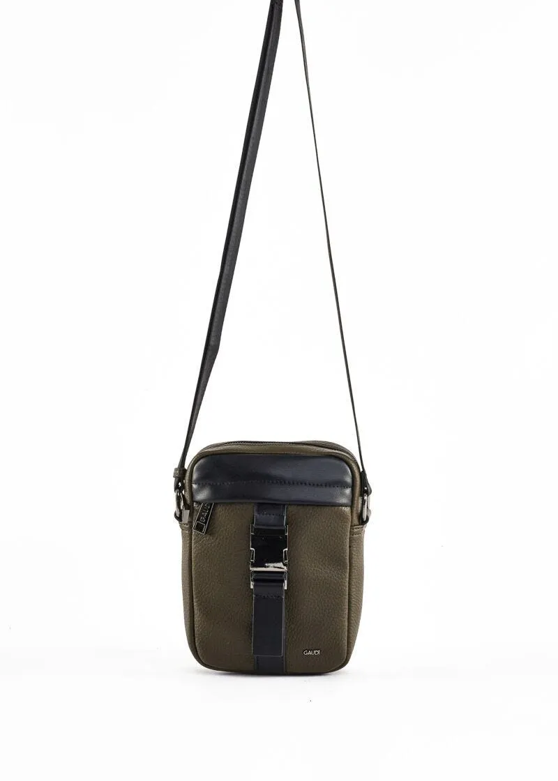 Faux leather shoulder bag.