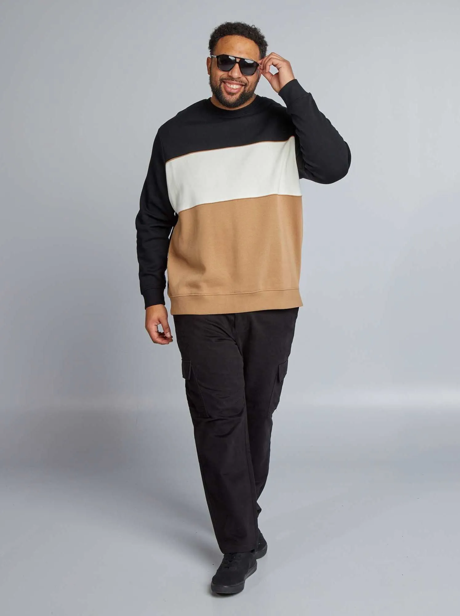Felpa in tessuto felpato collo tondo - colore BEIGE