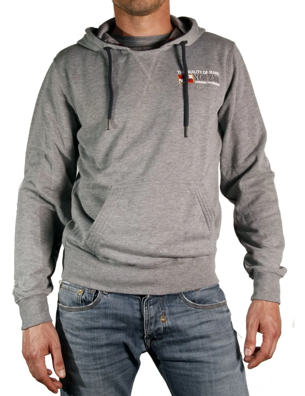 Felpa uomo Yes Zee con cappuccio grigia in cotone