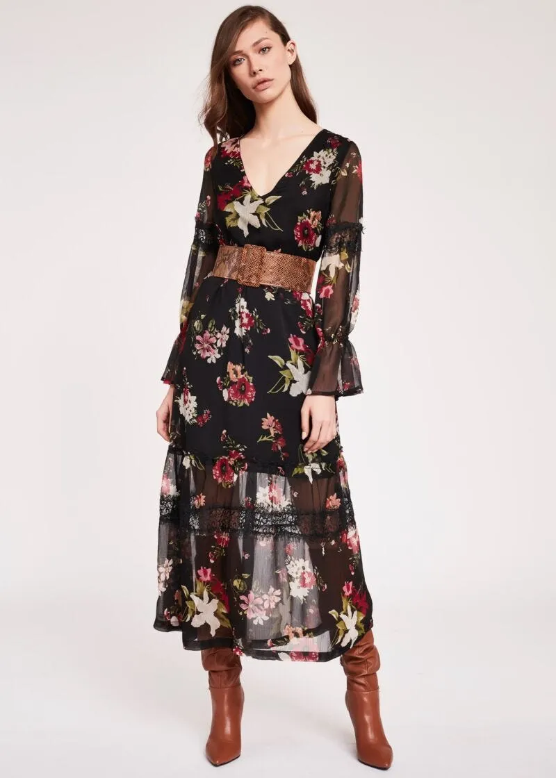 Floral dress with lace accents