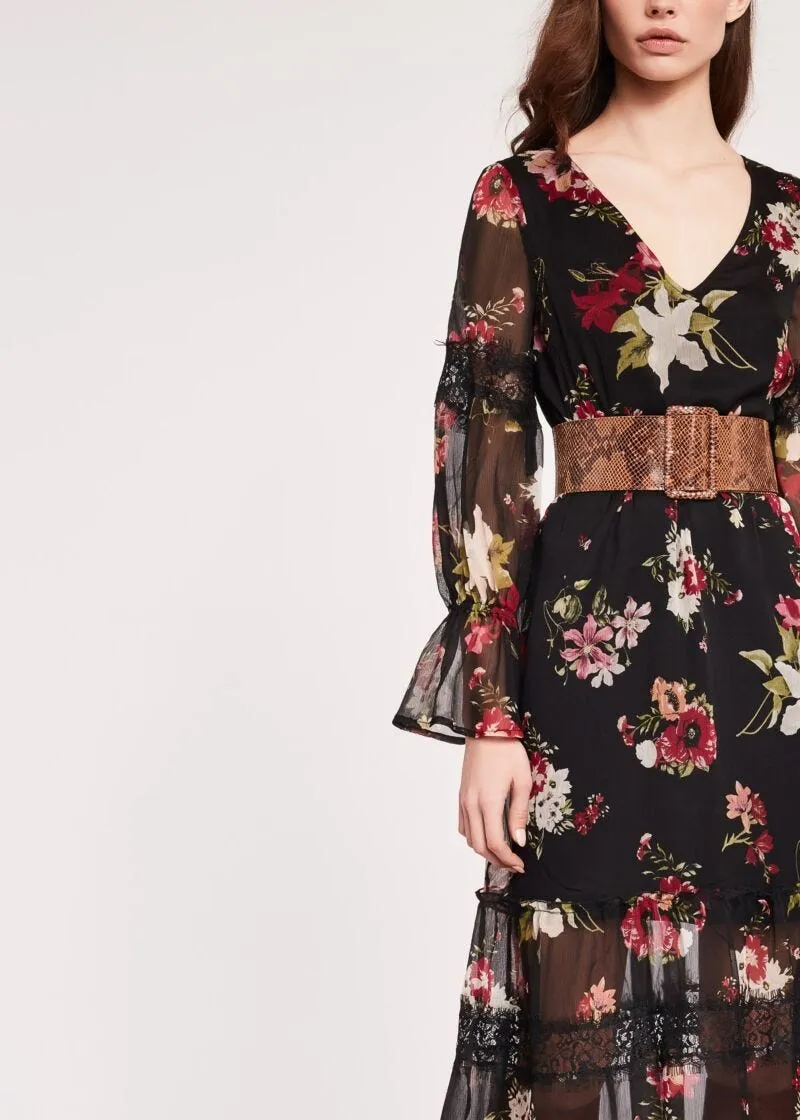 Floral dress with lace accents