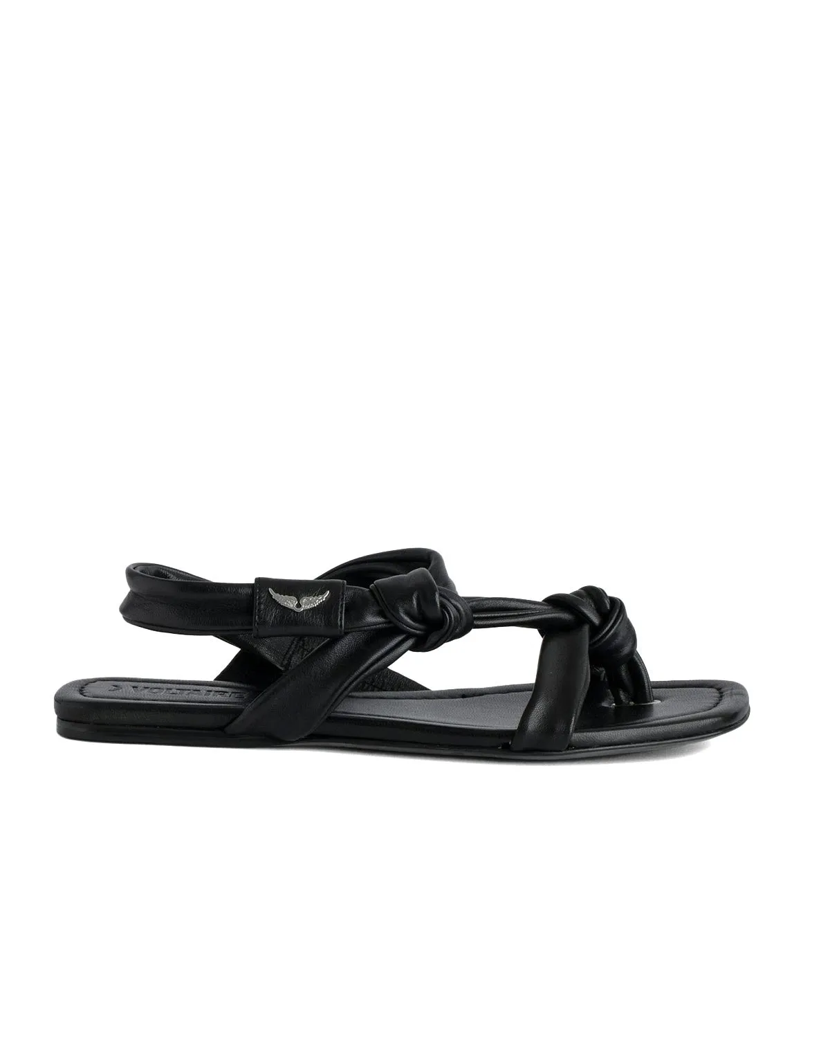 Forget Me Knot black leather sandals