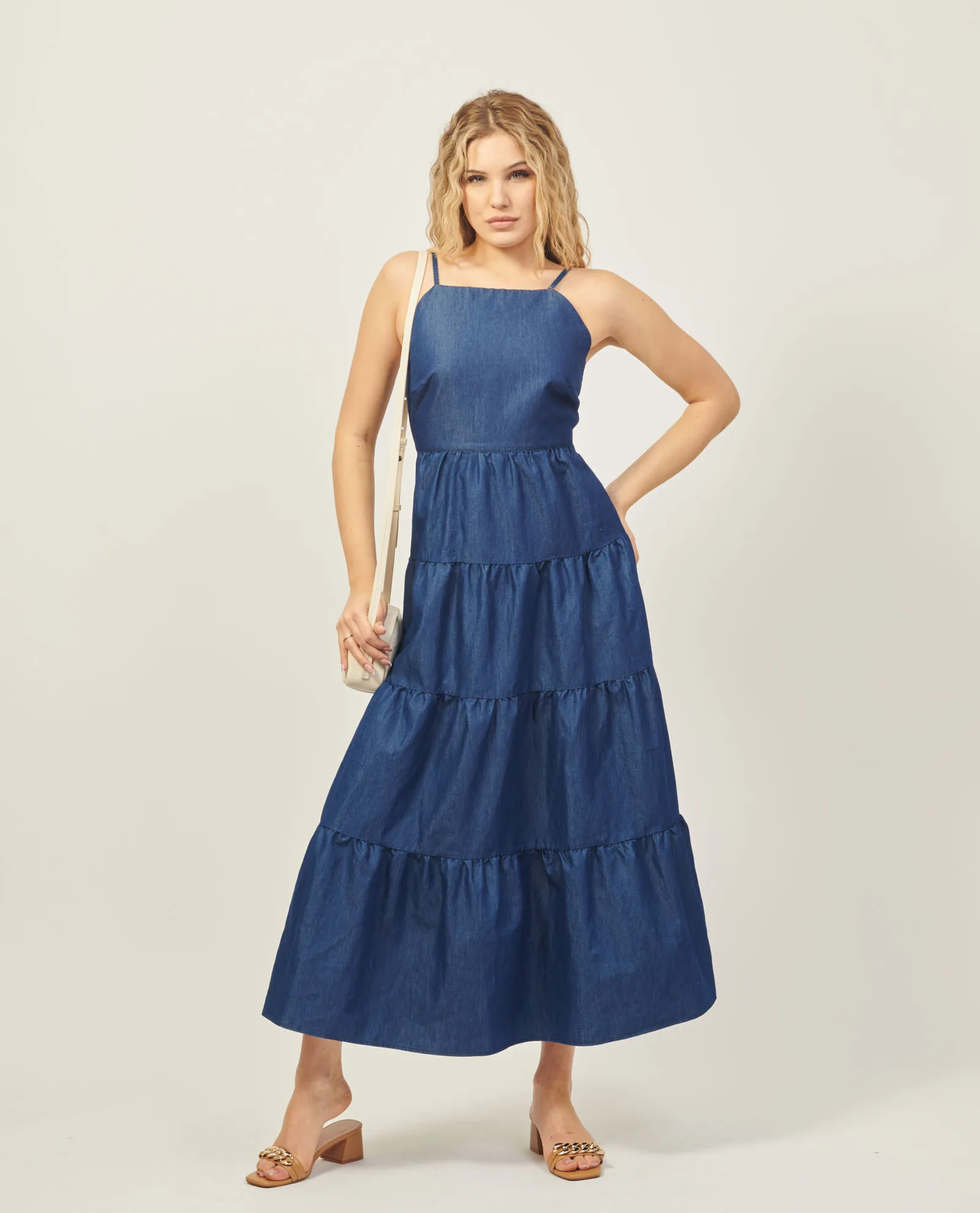 Fracomina regular fit long chambray dress.