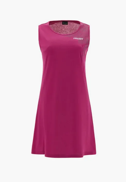 Freddy Fuchsia Dress with Foliage Print - Sleeveless Jersey