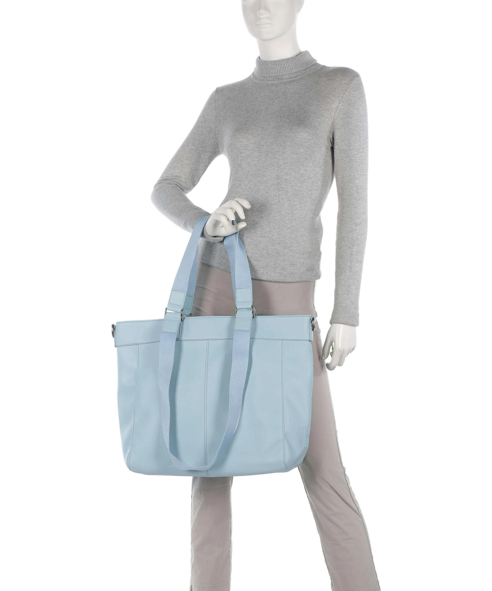 FredsBruder Keep on Smiling Light Blue Recycled Leather Shopper Bag