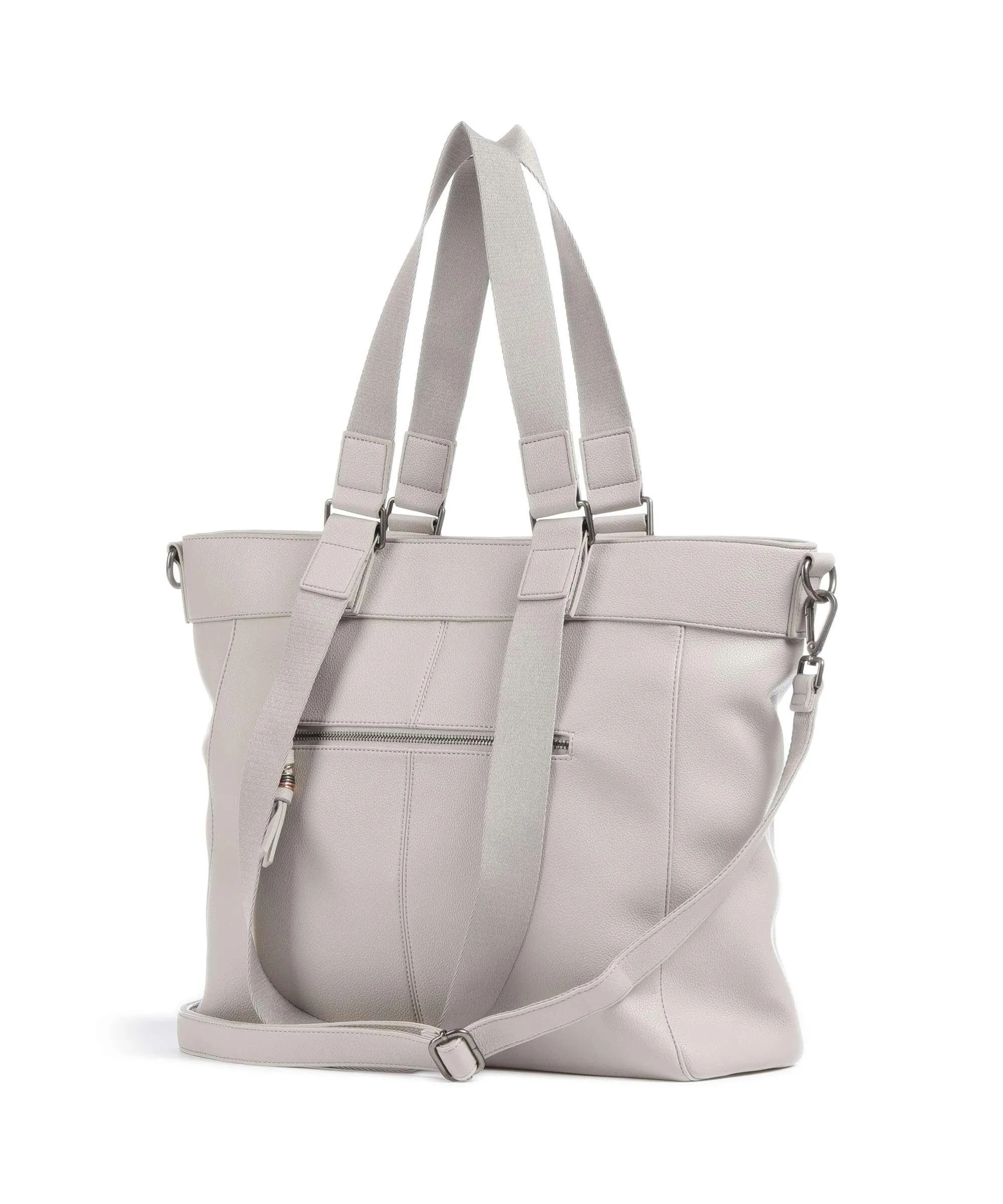 FredsBruder Keep on Smiling Light Grey Recycled Leather Shopper Bag
