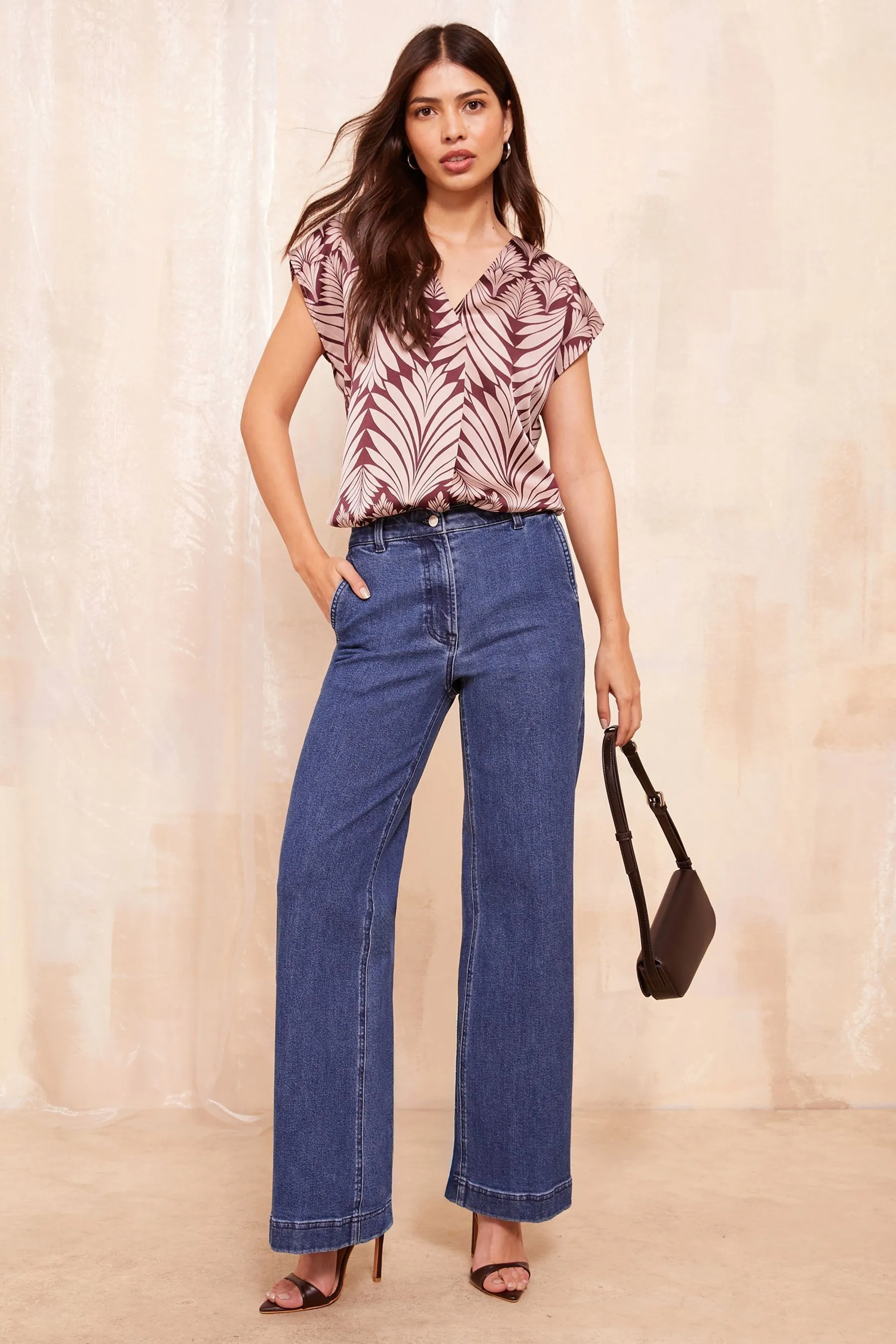 Friends Like These Short Sleeve Satin V Neck Blouse