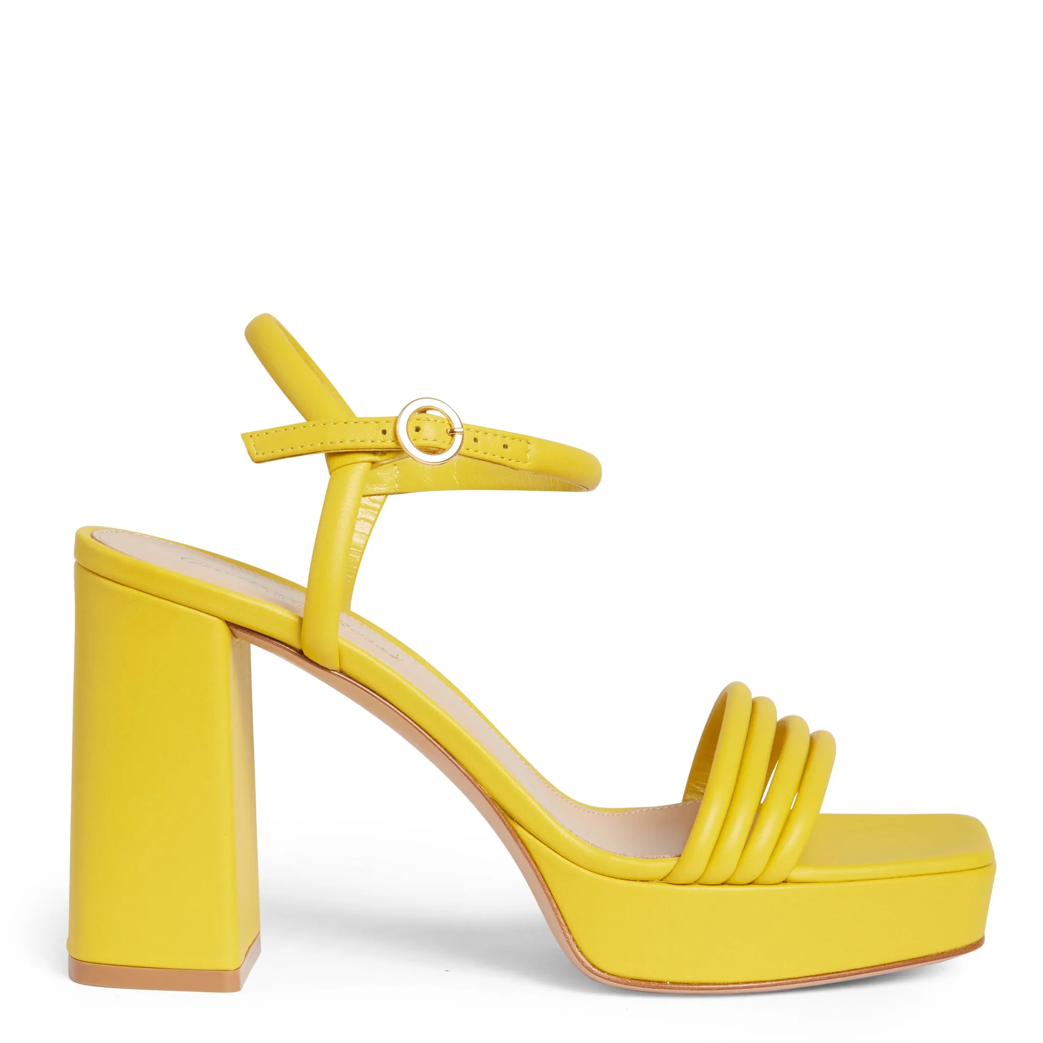 GIANVITO ROSSI Yellow Leather Lena Sandals