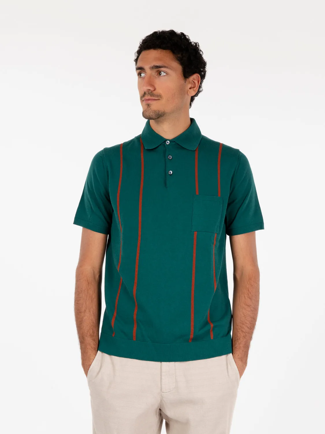 Green cotton polo shirt