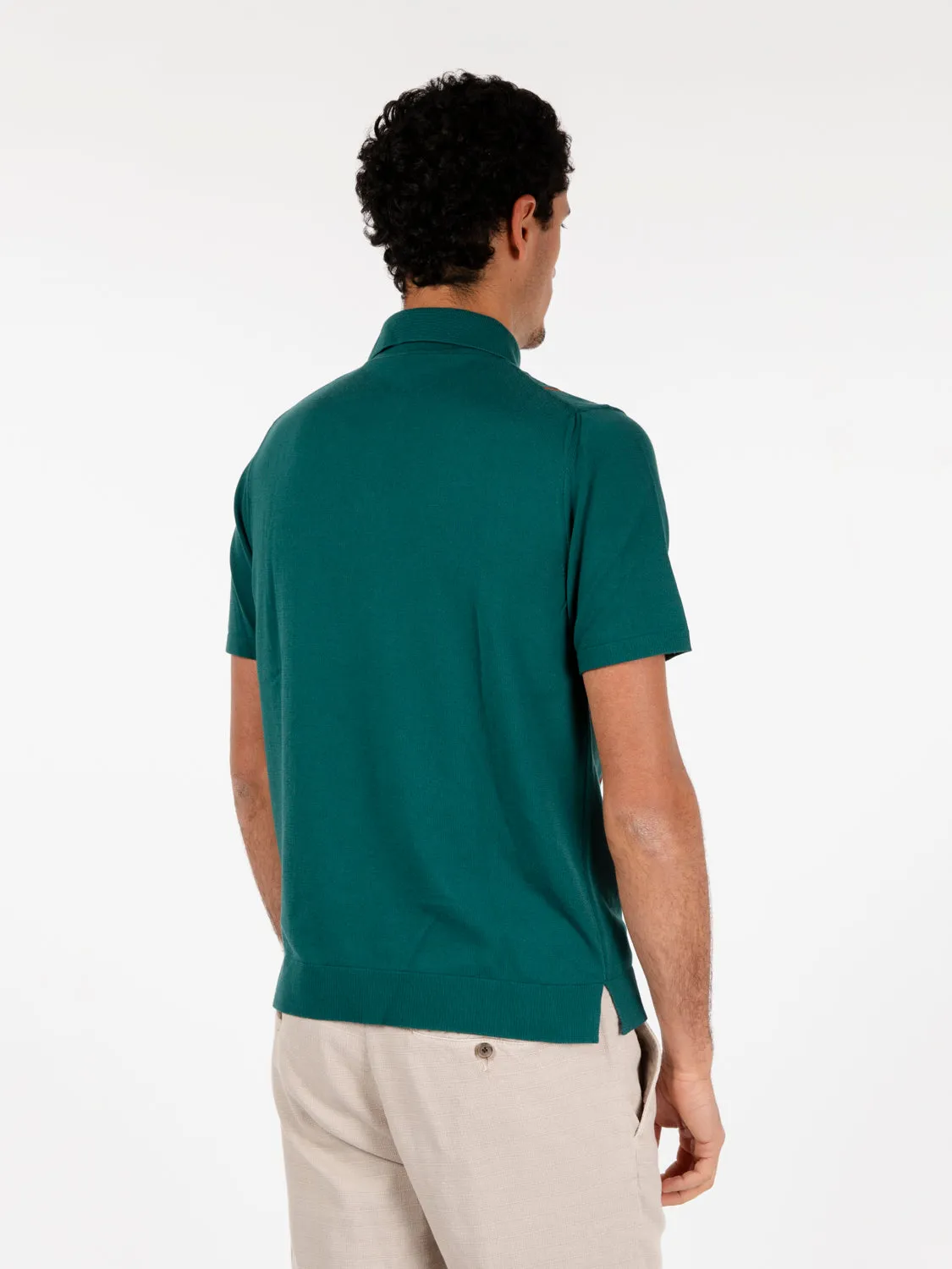 Green cotton polo shirt
