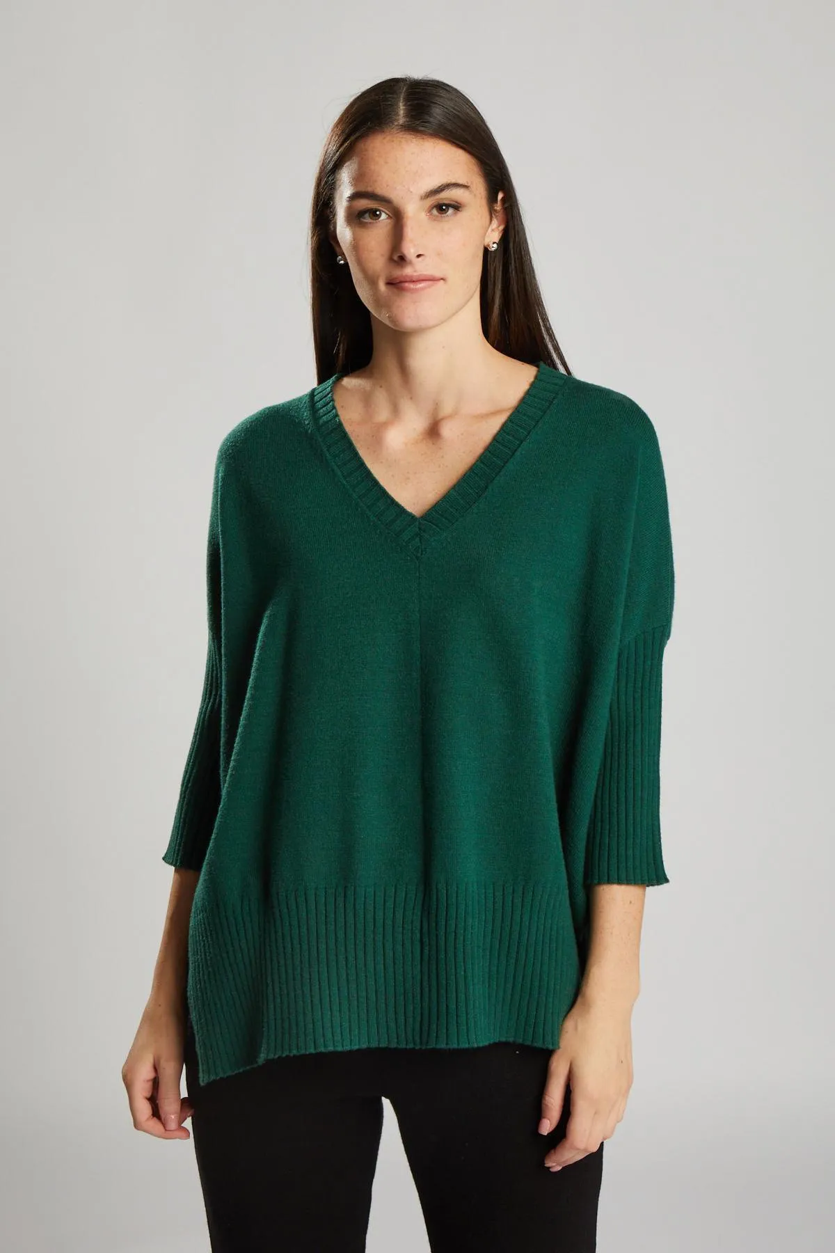 Green Sweater with 3/4 Sleeves