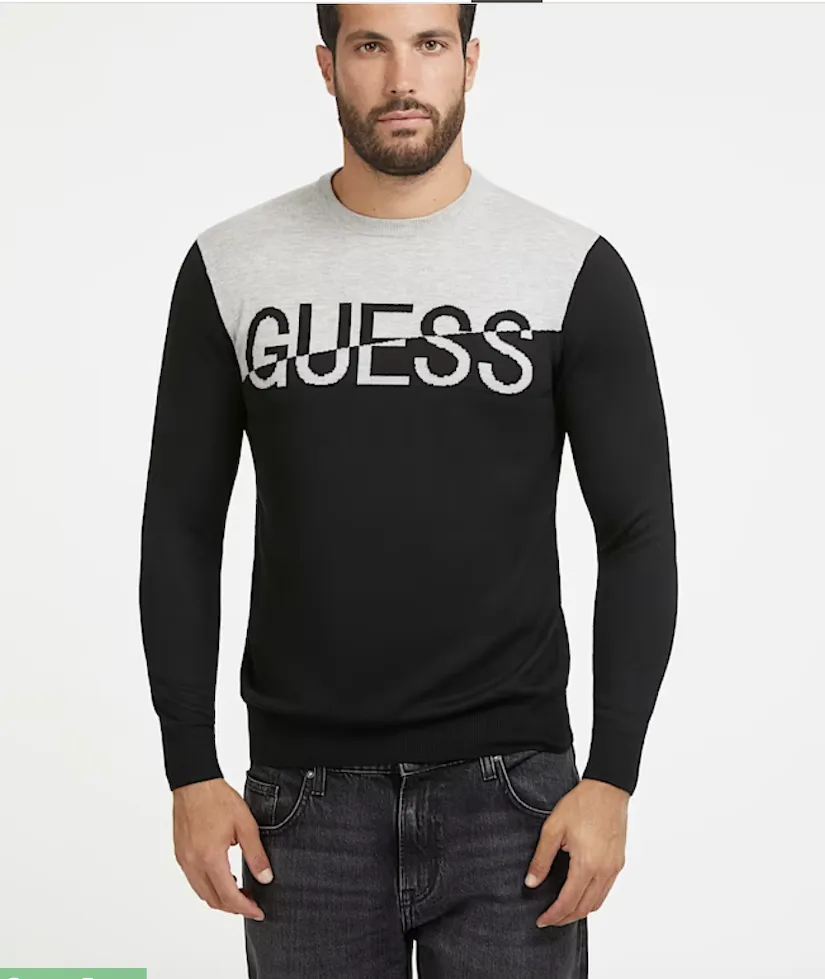 Guess Men's Sweater with Front Logo - M3BR09Z3052-JBLK