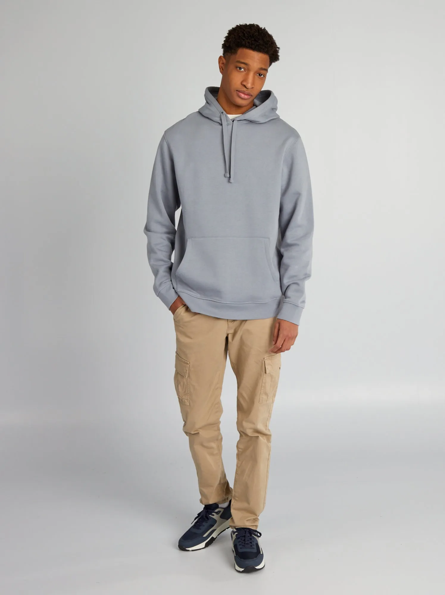 Hooded sweatshirt in plush fabric for people taller than 190 cm - BLUE