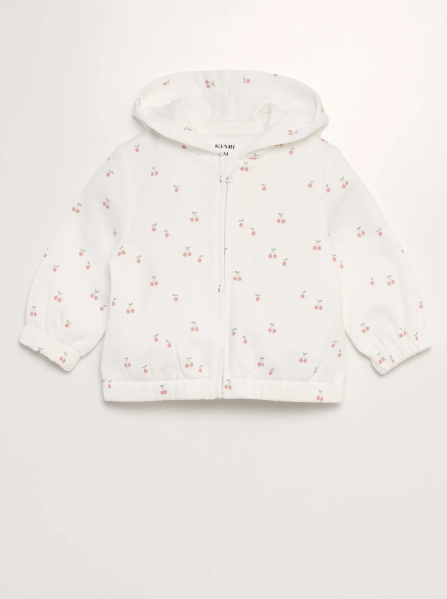 Hooded zip-up sweatshirt in warm fleece fabric - WHITE