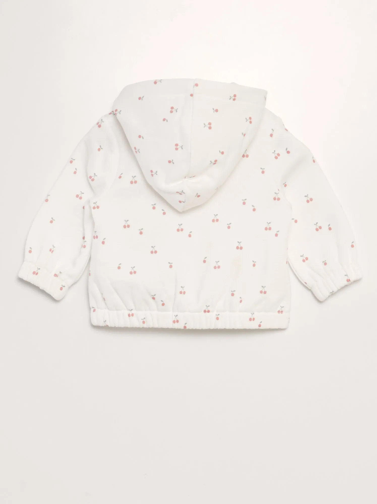Hooded zip-up sweatshirt in warm fleece fabric - WHITE