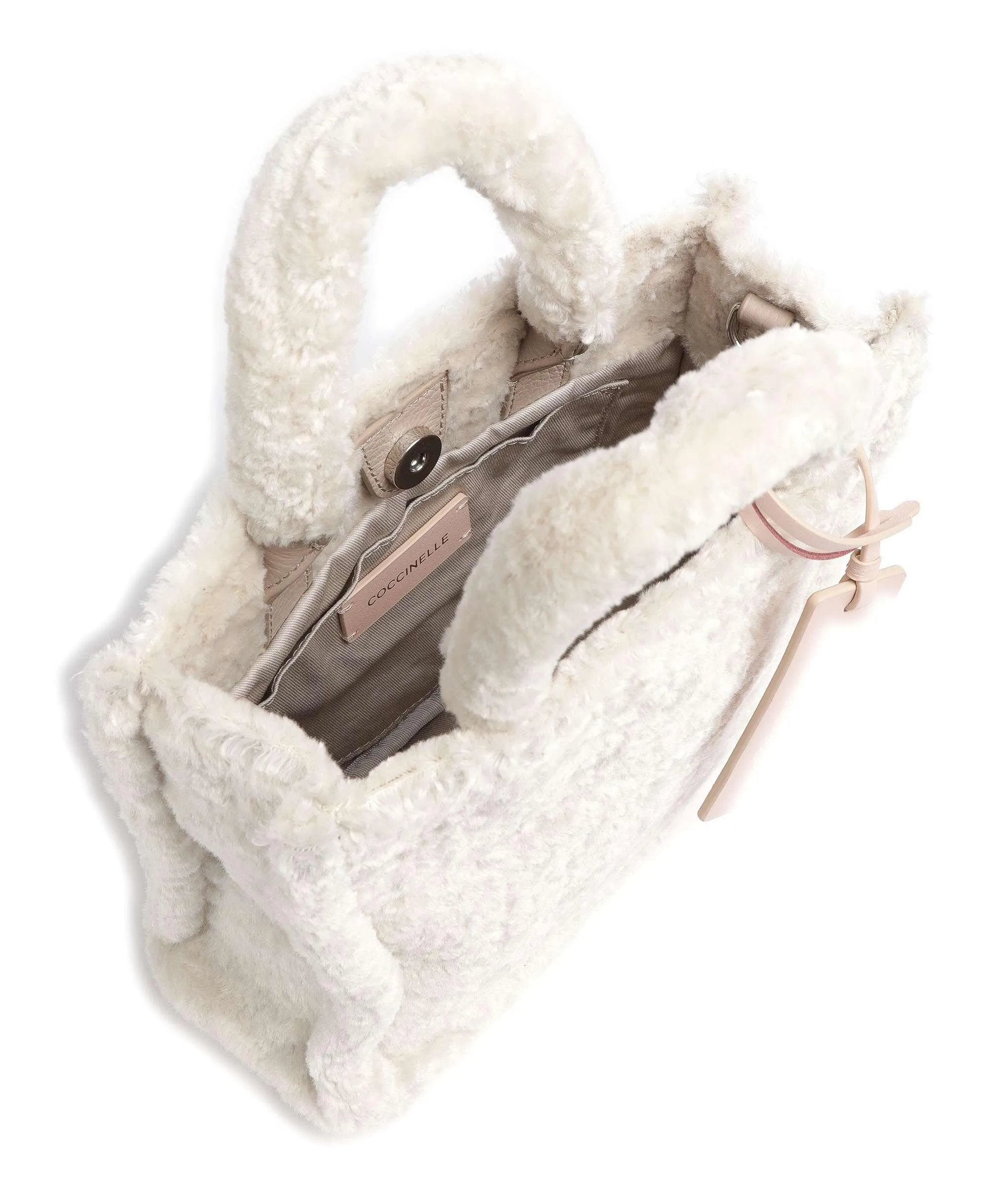 Ivory Faux Fur Never Without Bag Astrak Handbag