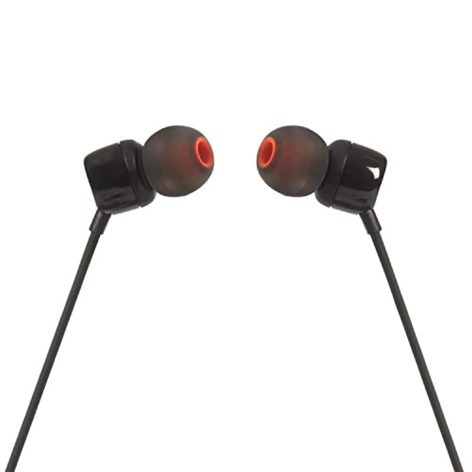 JBL T110 In-Ear Headphones with Microphone, Tangle-Free Flat Cable, One-Button Control, JBL Pure Bass Sound, Black.