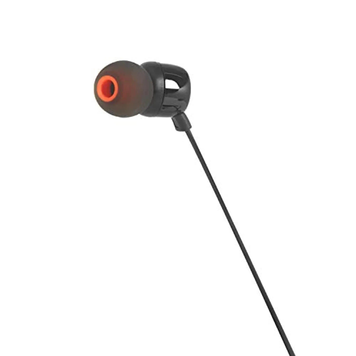 JBL T110 In-Ear Headphones with Microphone, Tangle-Free Flat Cable, One-Button Control, JBL Pure Bass Sound, Black.