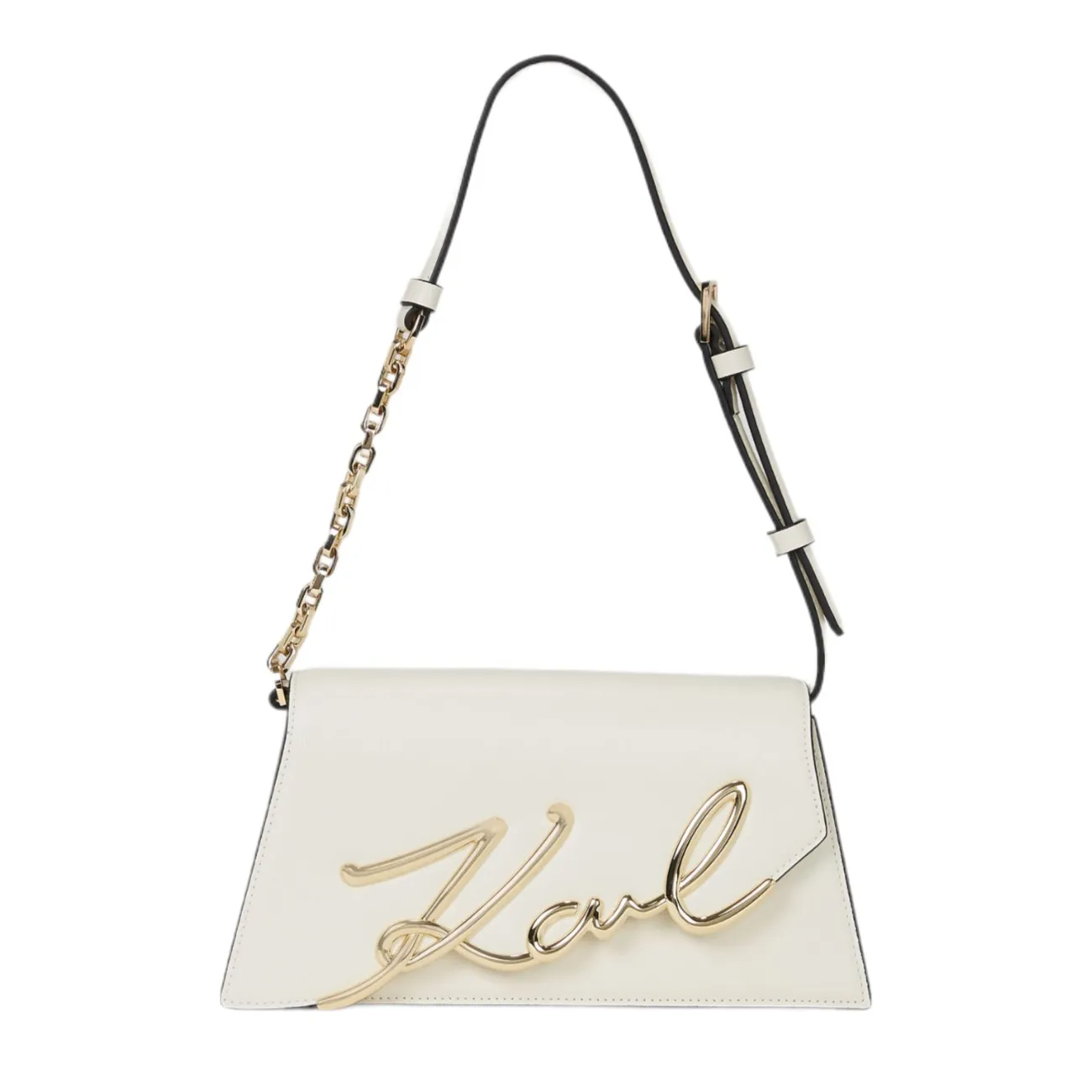 Karl Lagerfeld white signature shoulder bag.
