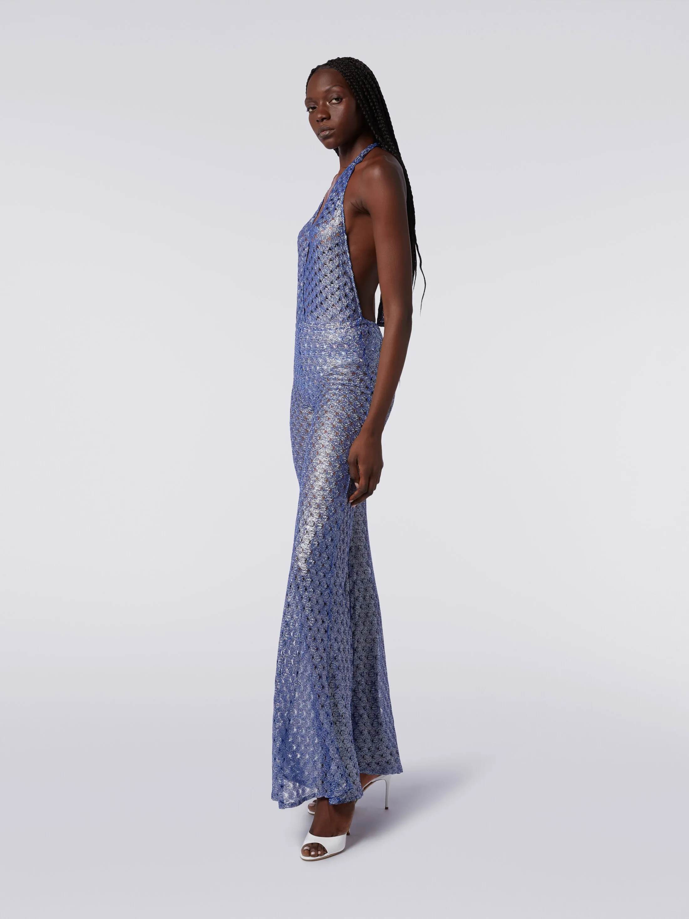 Lace Effect Wide-Leg Jumpsuit with V-Neck